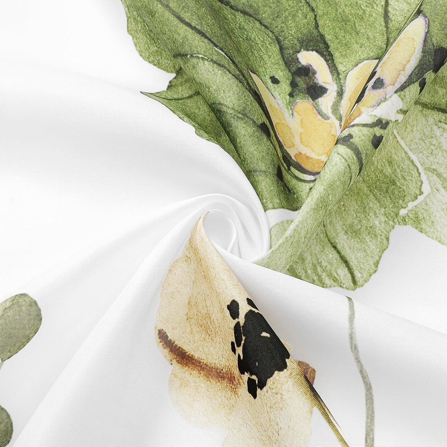 Gibelle Watercolor Floral Shower Curtain, Olive Green Beige Flower Shower Curtain for Bathroom, Modern Minimalist Waterproof Fabric Shower Curtain Set with Hooks 72x72 Inch