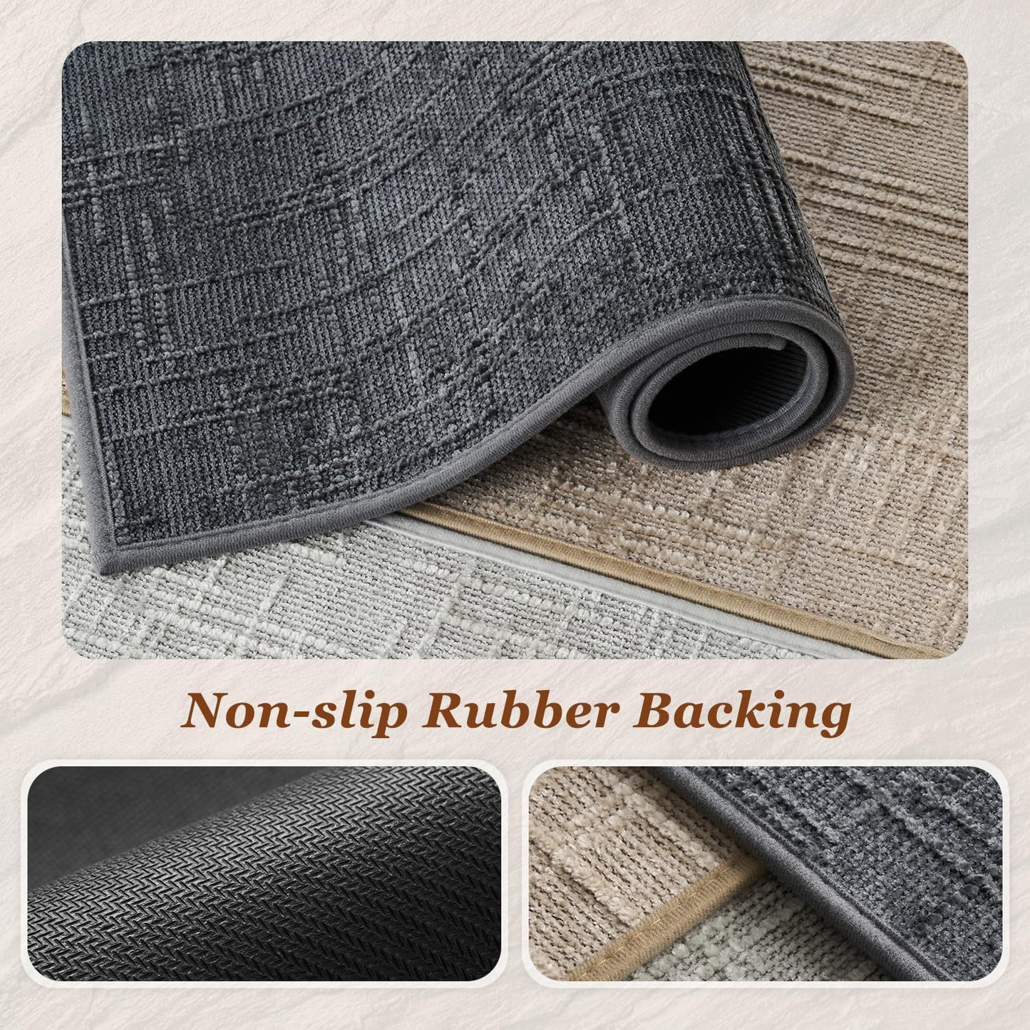 AMOAMI Bath Mat Non Slip Super Absorbent Quick Dry Bath Mats for Bathroom Floor Rubber Backing Washable Bathroom Rugs Modern Woven Jacquard Mat, Beside Tub Bath Rugs, 2' x 5', Darkgrey