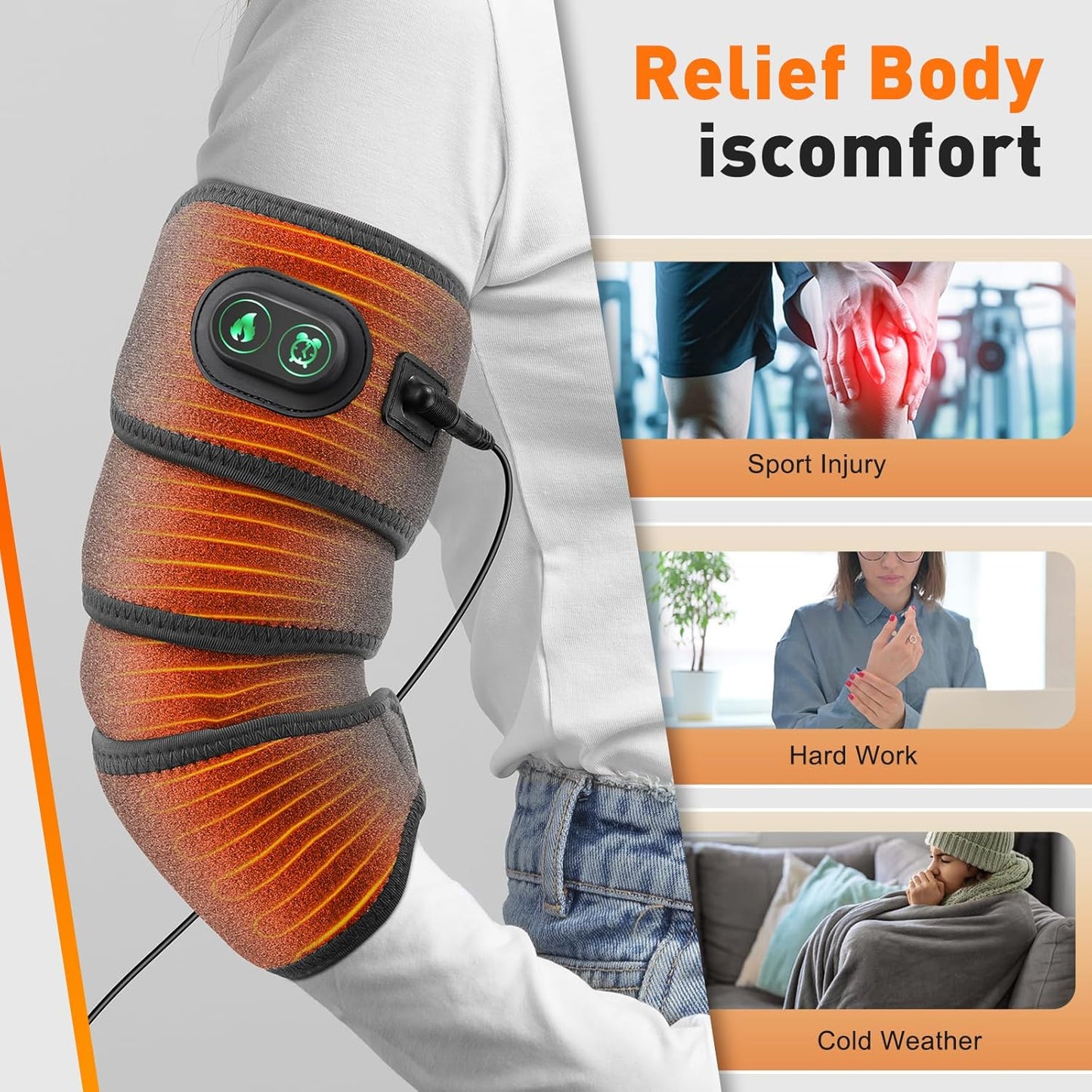Arm Heating Pad, Extra Long Electric Heating Strap, Heated Wrap Around Wrist Brace, for Hand, Arm, Knee, Ankle, 4 Heat Levels & 3 Auto-Shutoff Timers, with 78" Long Power Cord