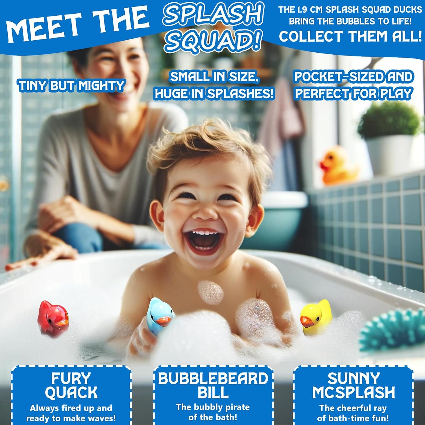 Bath Bombs for Boys with Mini Toy Ducks Inside – Kids Bath Bombs Powder - Bubble Bath for Kids – Bathtime Experiment Kit Mix - Blast of Foam & Colour Surprise – Gift Set of 4