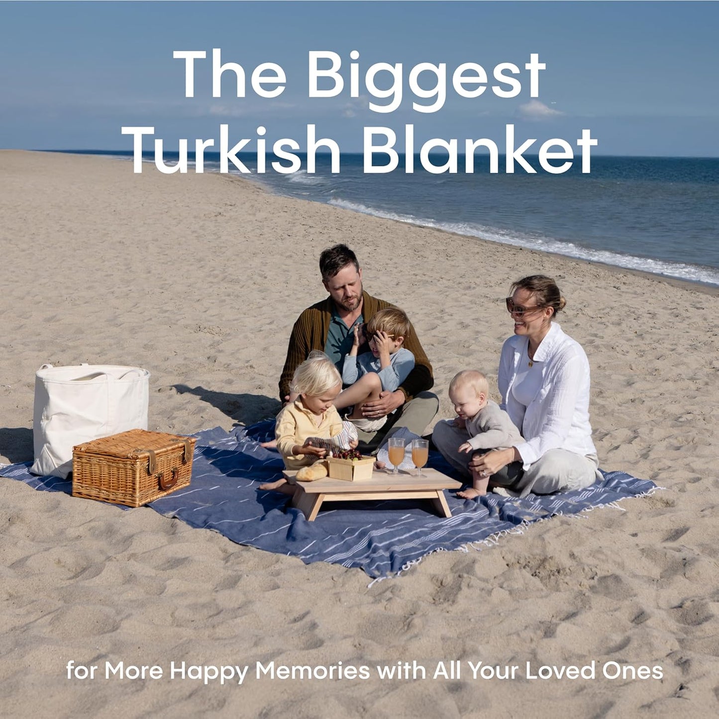 WETCAT Turkish Beach Blanket Sandproof (82"x82") 100% Turkish Cotton, Made in Turkey - Sand Free, Ultra Soft, Extra Large Throw for Picnic – Dark Blue