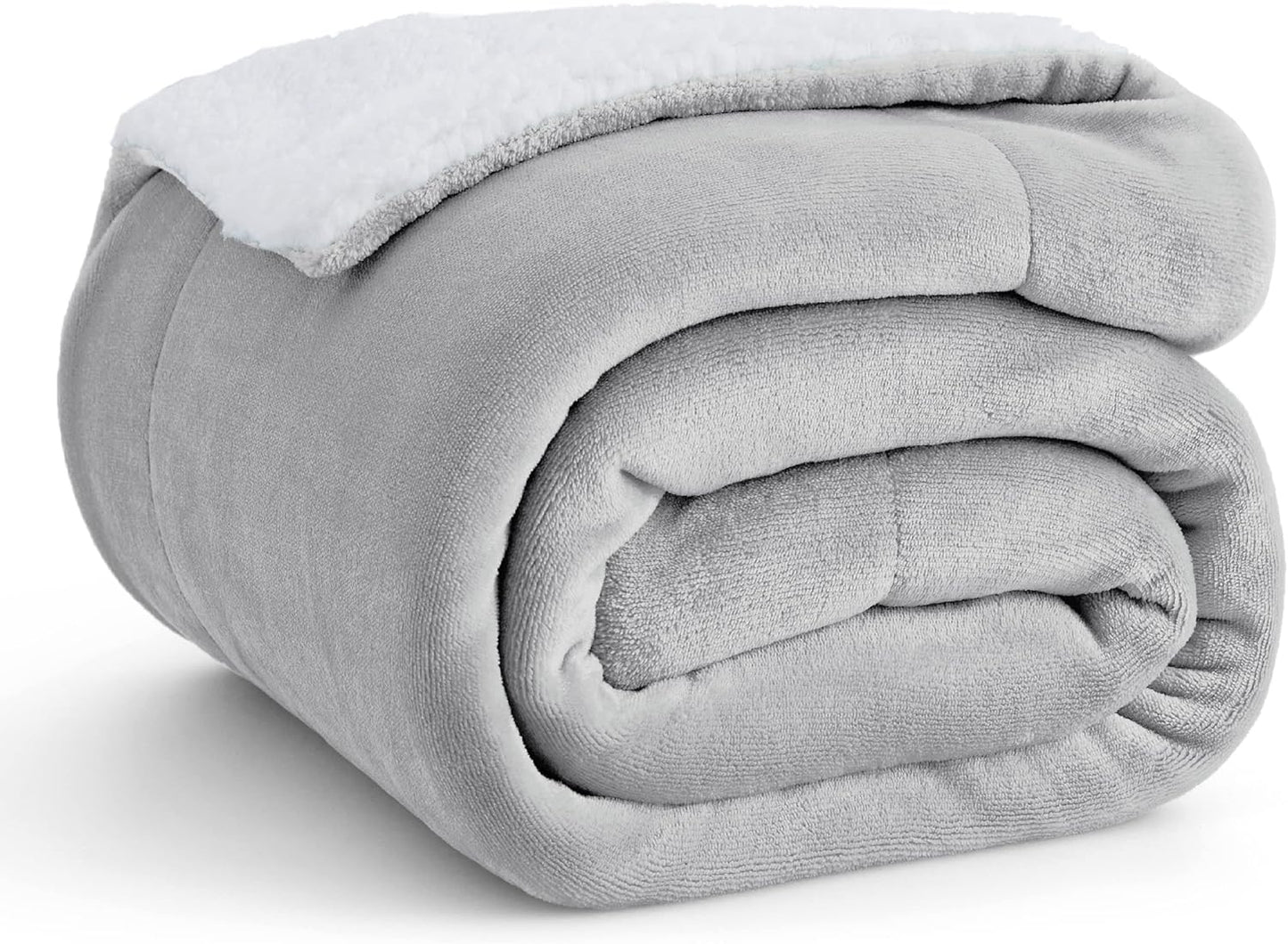 Bedsure GentleSoft Sherpa Fleece Throw Blanket Twin Size for Couch - Thick and Warm Throw for Women and Men, Soft Fuzzy Plush Twin Blanket for Winter, Light Grey, 60x80 Inches