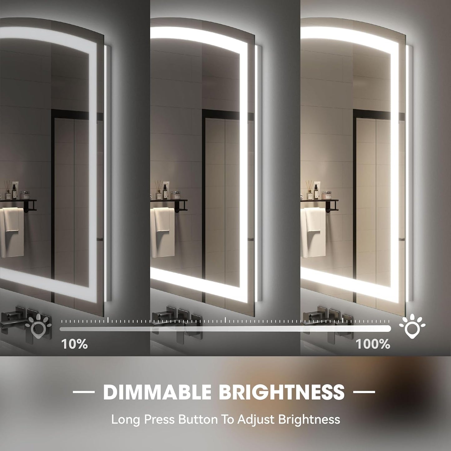Hasipu 84x40 Inch LED Bathroom Mirror Arch Vanity Mirror with Lights Frontlit Smart Touch Sensor Dimmable 3 Colors Temperature Shatterproof Wall-Mounted Vanity Mirror Metal Frame