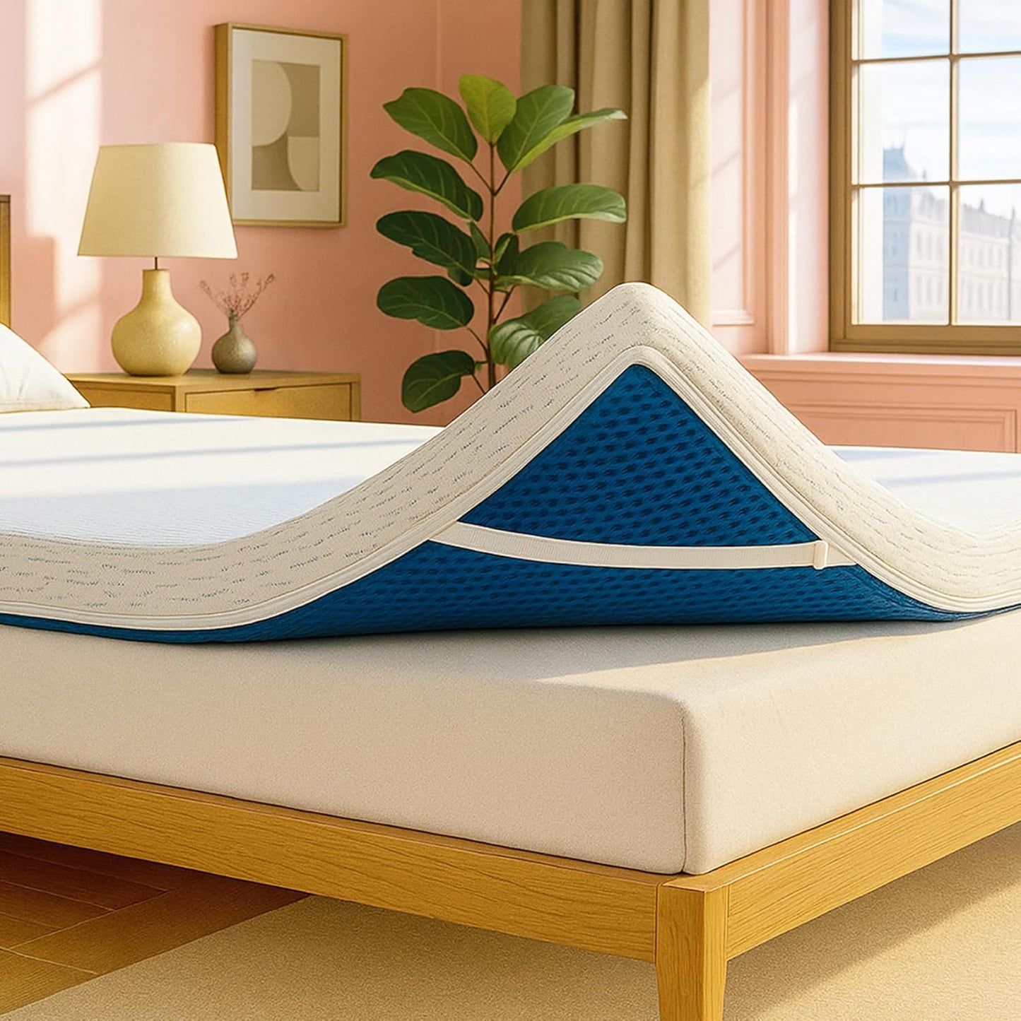 ViscoSoft 3 Inch Memory Foam Mattress Topper Short Queen - Select High Density Ventilated RV/Camper Mattress Pad - Premium Removable Rayon Cover