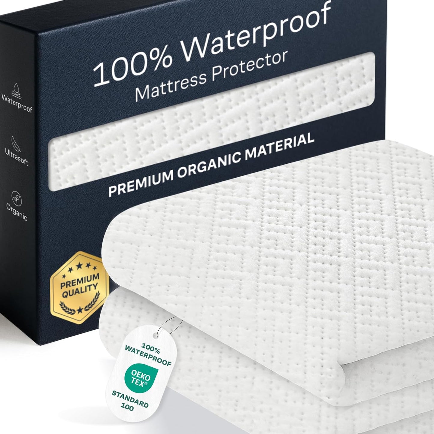 100% Waterproof Twin Mattress Protector - 360 Pad Protection Against Spills, Stains & Accidents for Parents & Pet Owners - Noiseless & Cooling Viscose Made from Bamboo (White)
