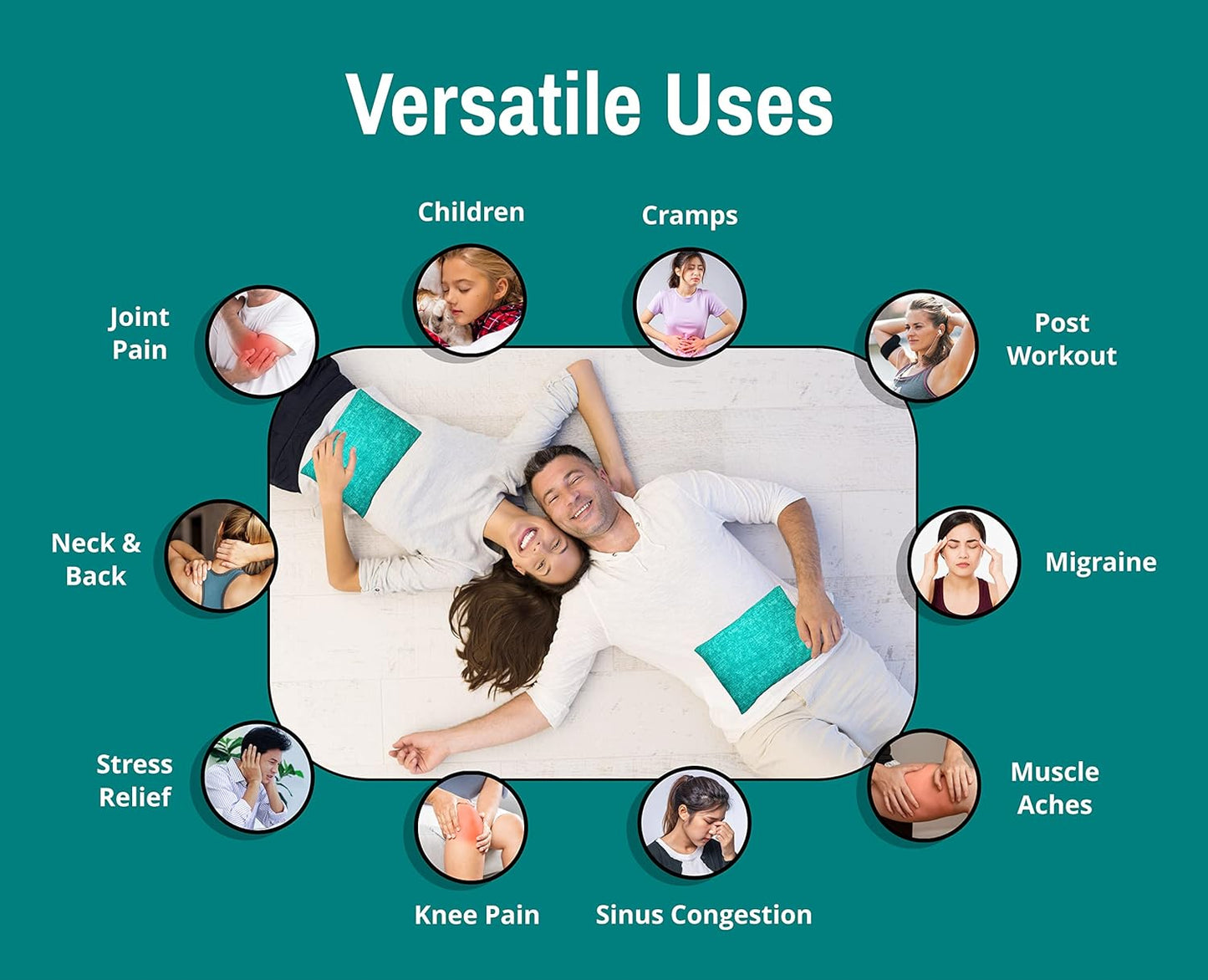 Microwavable Corn Filled Heating Pad and Cold Pack/Washable 100% Cotton Cover (Cross Hatch - Mint, 7.5in W x 11in L)