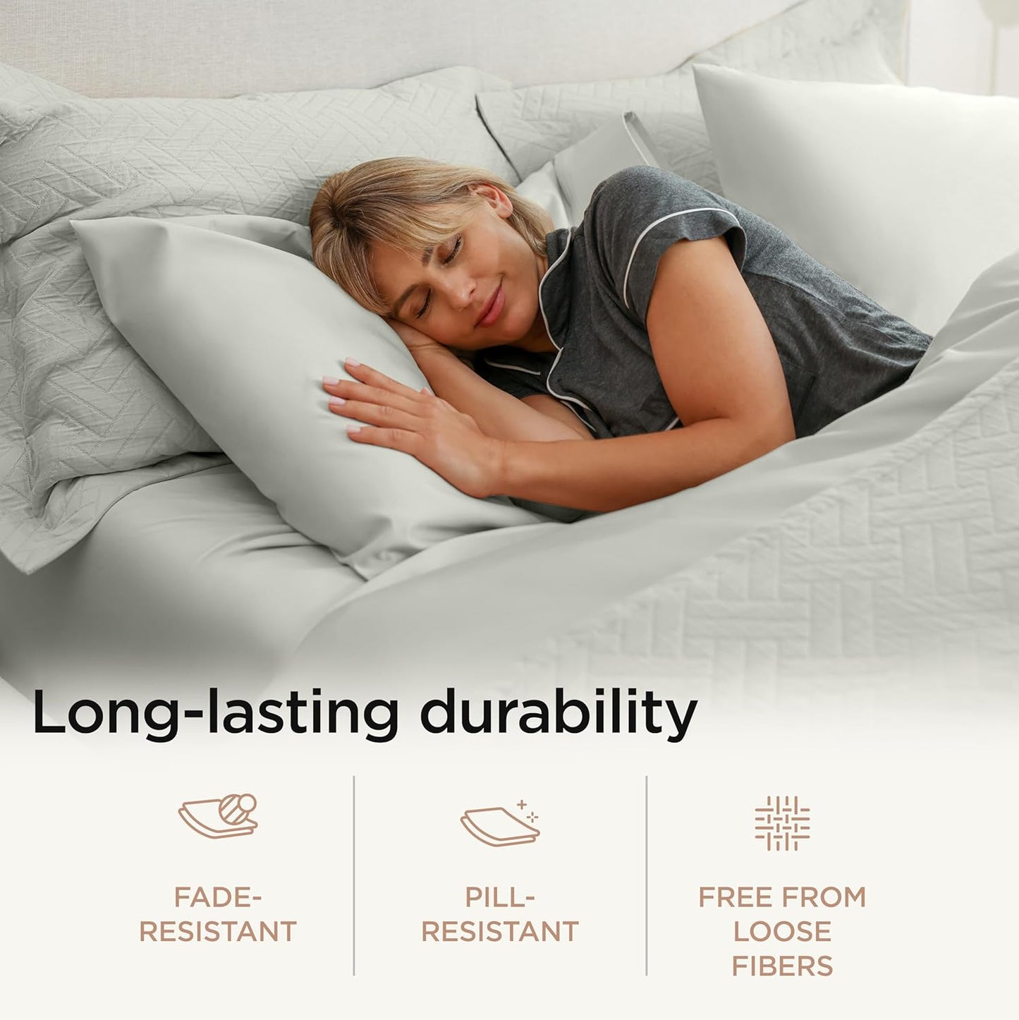 Threadmill 100% Cotton Sheets for Full Size Bed - 600 Thread Count Full Bed Sheets Set with 16” Deep Pocket - Sateen Weave 4-Piece Bedding Set with Cooling Effect, Light Grey