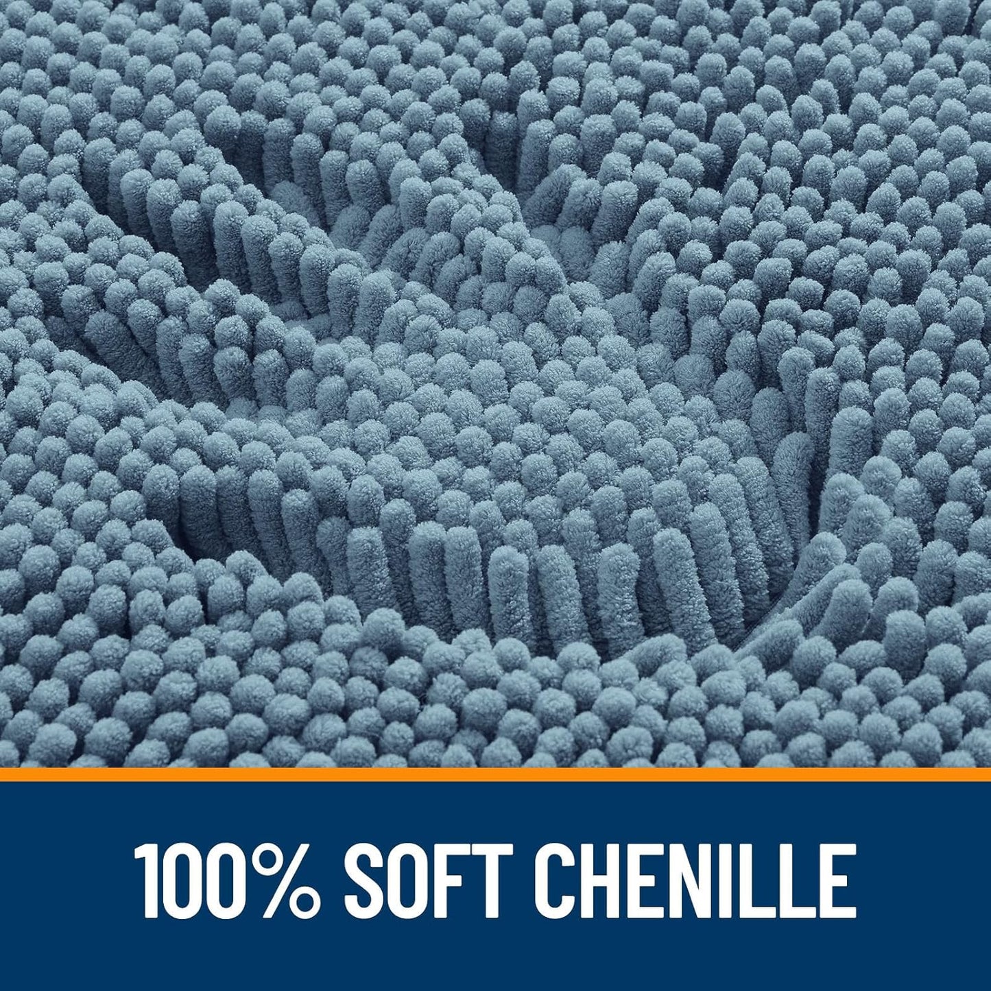 OLANLY Bathroom Rugs 36x24, Extra Soft Absorbent Chenille Bath Rugs, Rubber Backing Quick Dry, Machine Washable Bath Mats for Bathroom Floor, Tub and Shower, Home Decor Accessories, Airy Blue