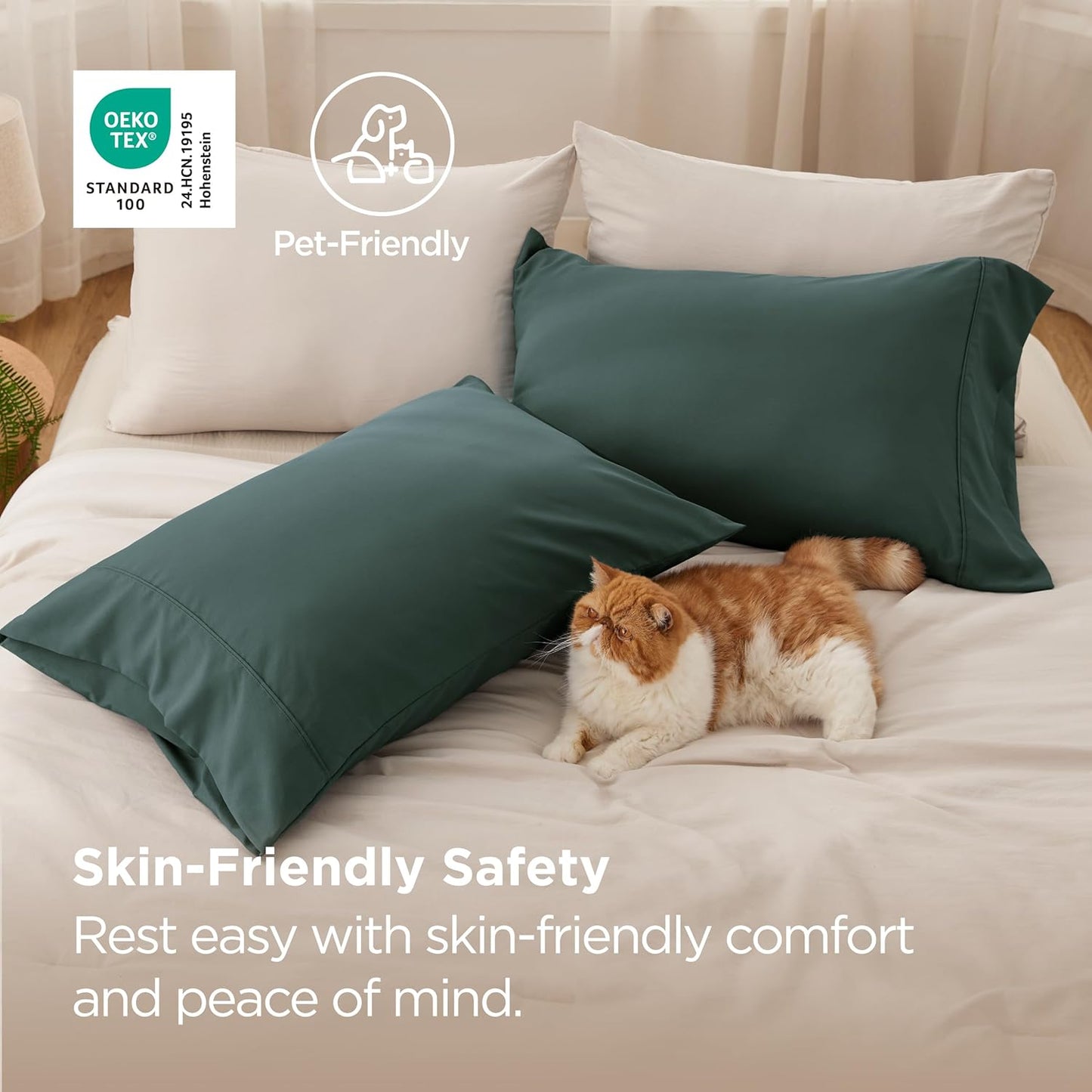 Bedsure Queen Pillow Cases Set of 2 - Forest Green Brushed Microfiber Pillowcase 2 Pack, Super Soft and Cozy Pillow Case Covers with Envelope Closure, Wrinkle, Fade and Stain Resistant, 20x30 Inches