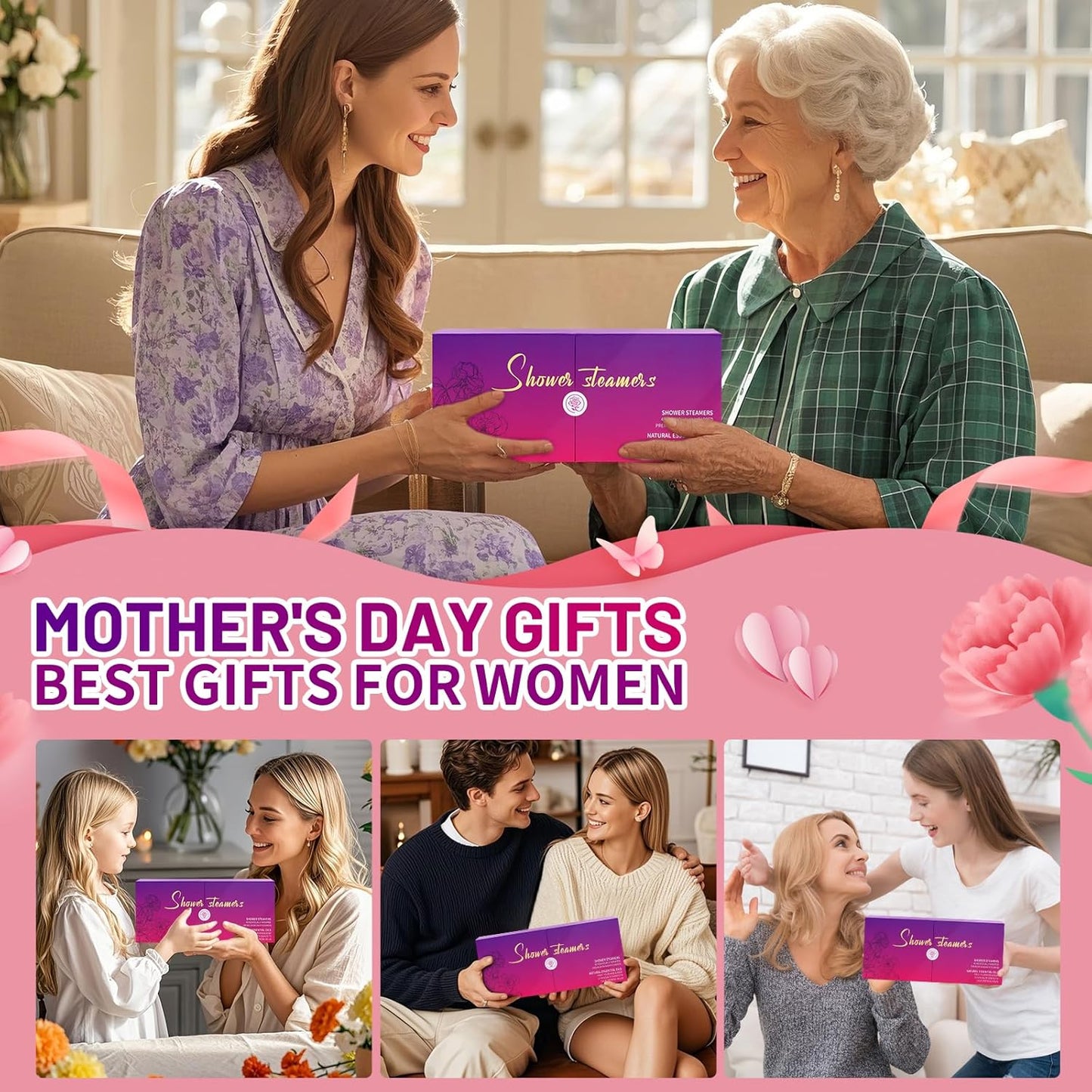 40 PCS Shower Steamers Aromatherapy for Women or Men, 10 Scent Shower Bomb Organic with Natural Essential Oil Relaxation, White Elephant Gifts Birthday Christmas Stocking Stuffers for Her Him