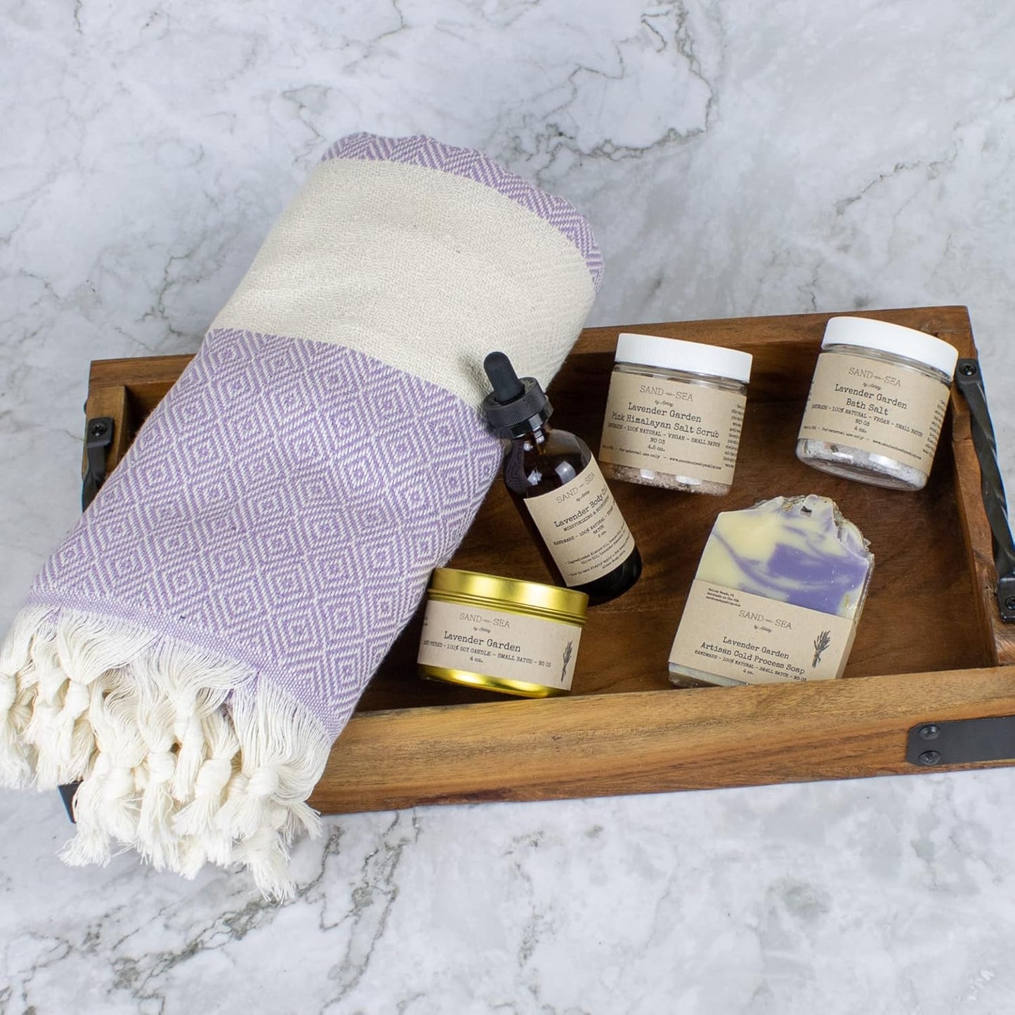 Birthday Gift Baskets for Women, Handmade Lavender Gift Box, Natural Relaxing Spa Self Care Package for Woman 13 Pc, Spa Gifts for Women, Gift Basket for Her, Birthday Box (Lavender Garden)