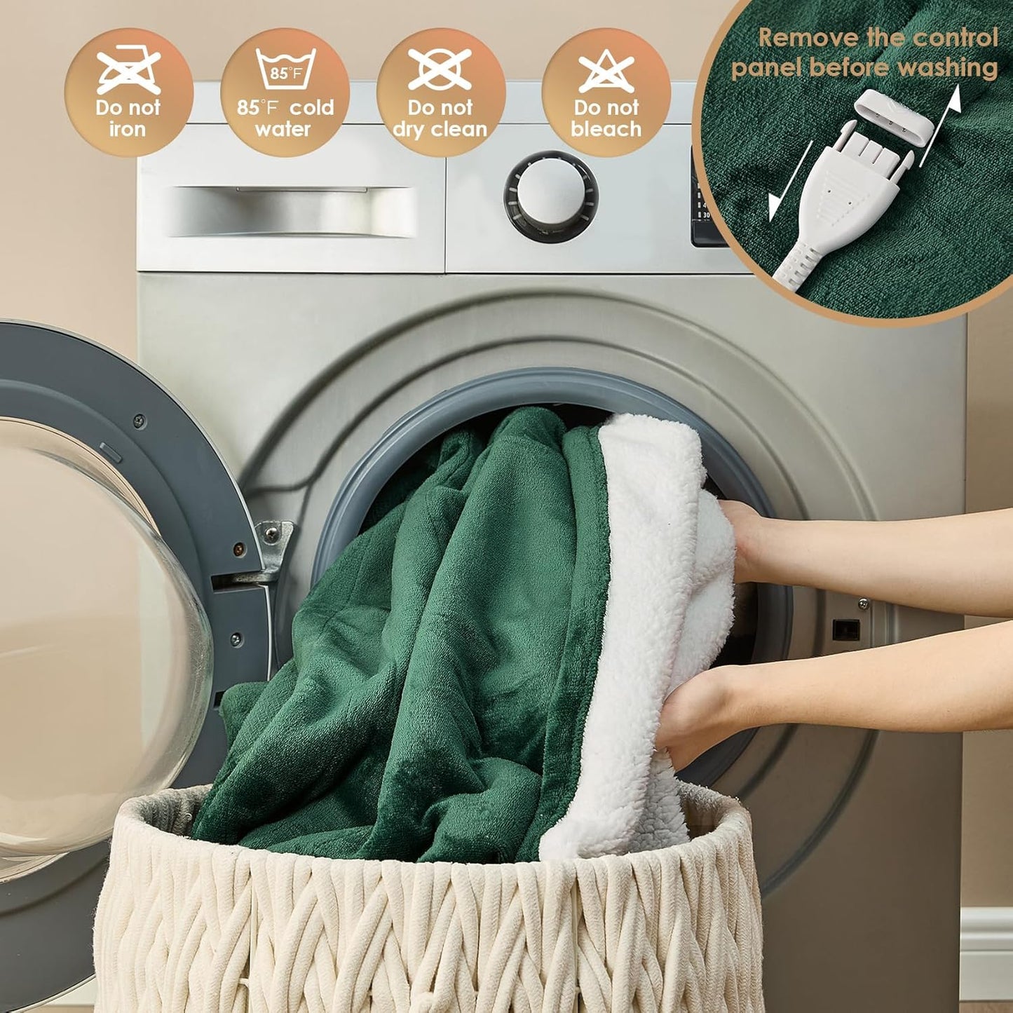 EHEYCIGA Electric Heated Blanket Throw - 9 Heating Levels, 10 Hours Auto Off, Soft Cozy Sherpa Washable With Fast Heating, 50 x 60 Inches