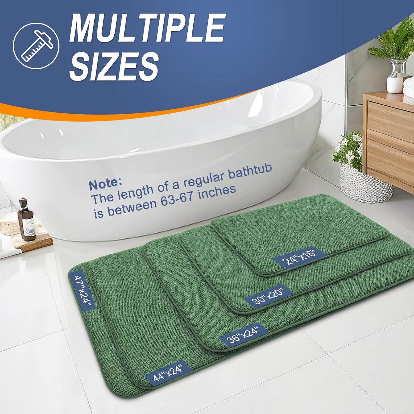 OLANLY Thick Memory Foam Bath Mat Rug 30x20, Extra Soft Absorbent Bathroom Rug, Quick Dry Bath Mats, Non-Slip, Machine Washable Carpet for Bathroom, Tub and Shower, Home Decor Accessories, Olive Green