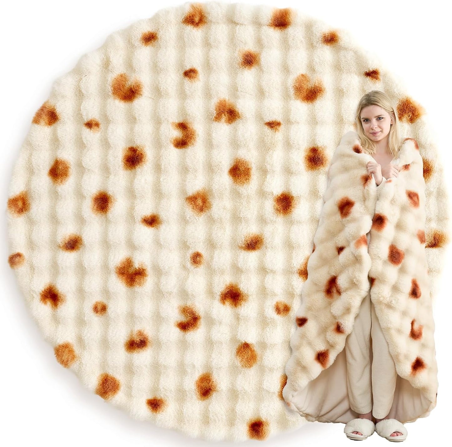 Cozy Bliss Burrito Faux Fur Throw Blanket for Couch, Fuzzy Soft Plush Thick Tortilla Bubble Blanket for Sofa Bedroom, Taco Food Blanket Funny Birthday Gift, 60 Inches