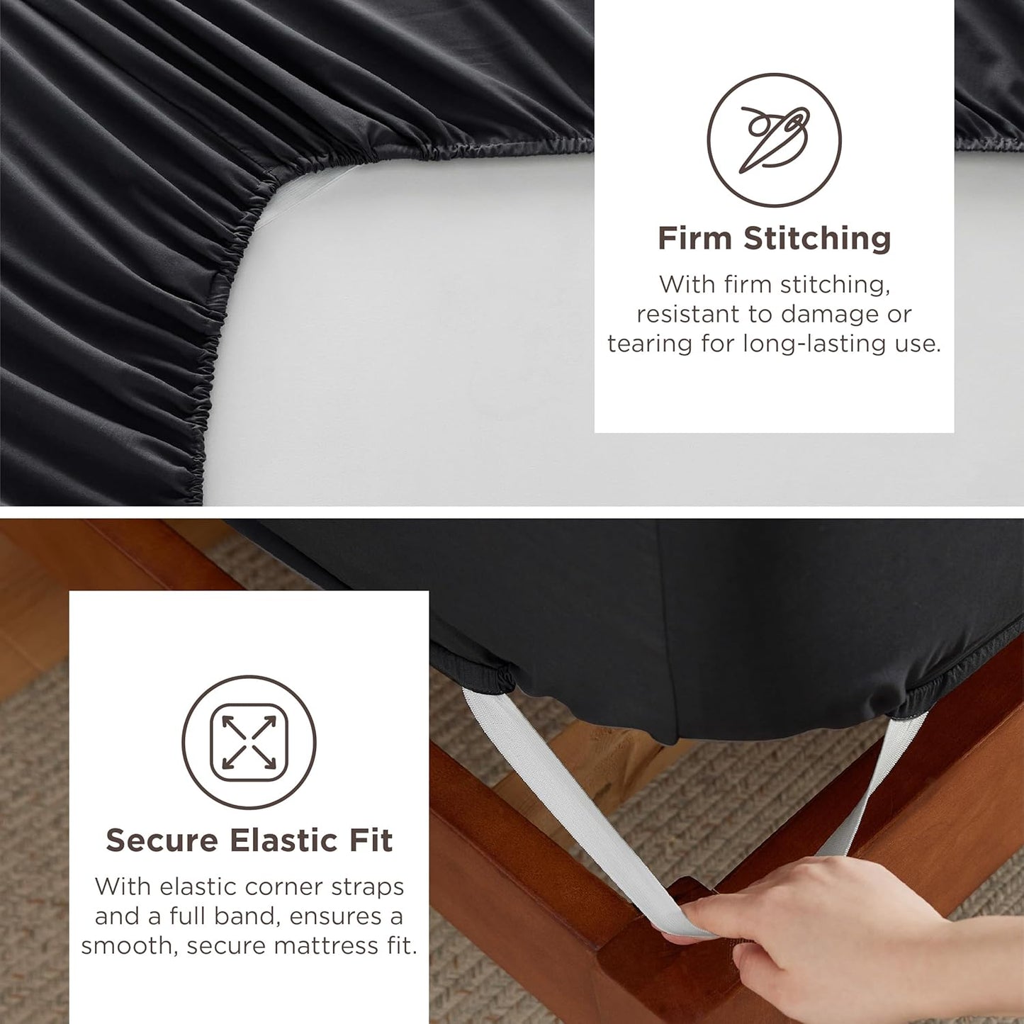 Bedsure Deep Pocket King Sheet Set - Fits Mattresses Up to 21 Inches Thick - 4 Piece GentleSoft Bed Sheets, Moisture Wicking, Soft & Cooling Bedsheet & Pillowcases, Easy & Secure Fit, Black