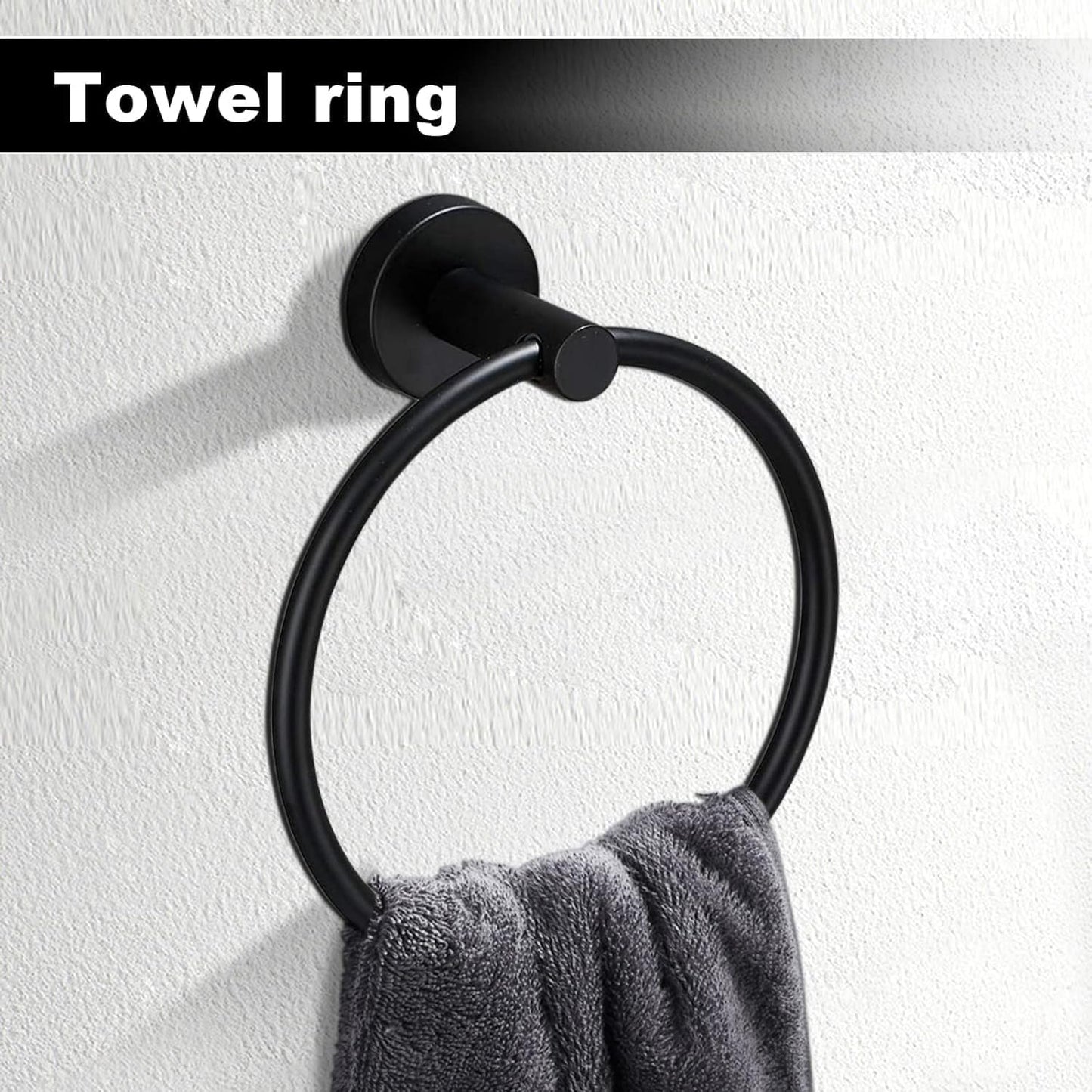 10sets Towel bar Sets, Includes 2Pcs 23.6 inch Towel bar,2Pcs Towel Hook,2Pcs Towel Ring,2Pcs Toilet Paper Holder-Matte Black