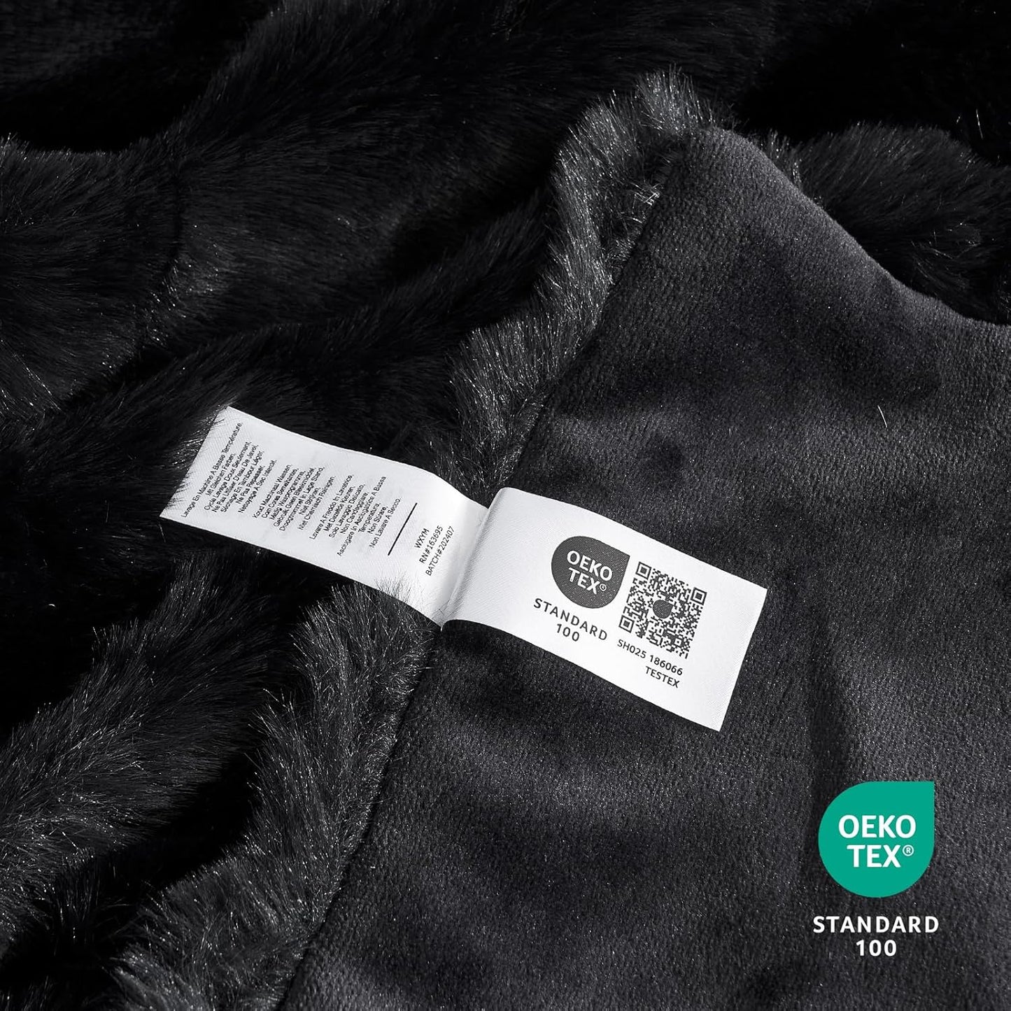 Cozy Bliss Faux Fur Throw Blanket for Couch, Fuzzy Soft Plush Thick Bubble Blanket for Sofa Bedroom Living Room, 108 * 90 Inches Black