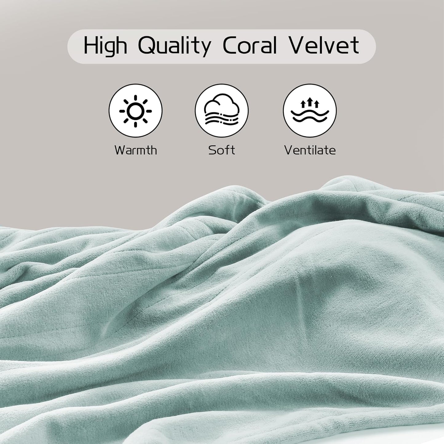 Electric Heated Blanket 72"x84" Full Size, Soft Coral Fleece with 4 Heating Levels and 10 Hours Auto-Off, Machine Washable, Cozy Plush Fabric for Home, Mint Green