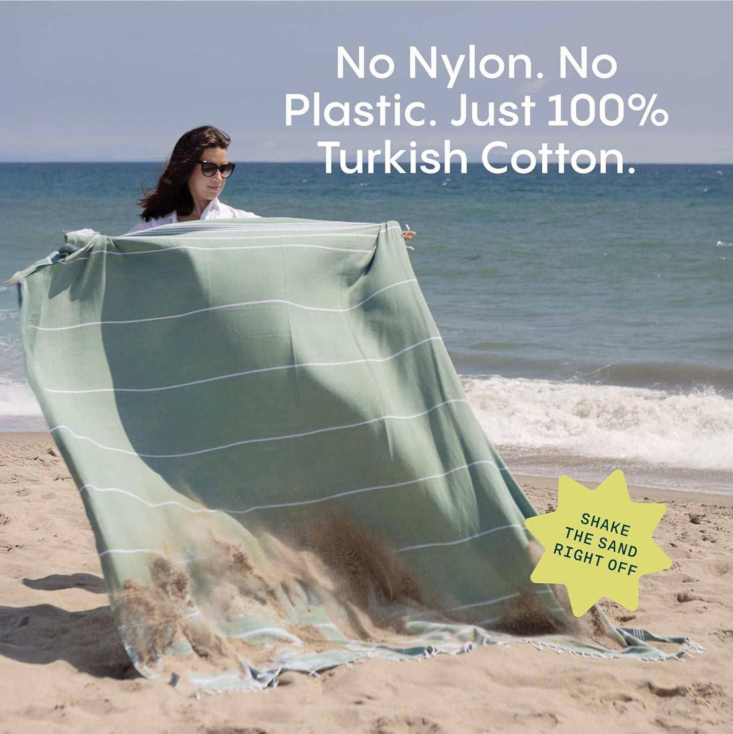WETCAT Turkish Beach Blanket Sandproof (82"x82") 100% Turkish Cotton, Made in Turkey - Sand Free, Ultra Soft, Extra Large Throw for Picnic – Dark Gray