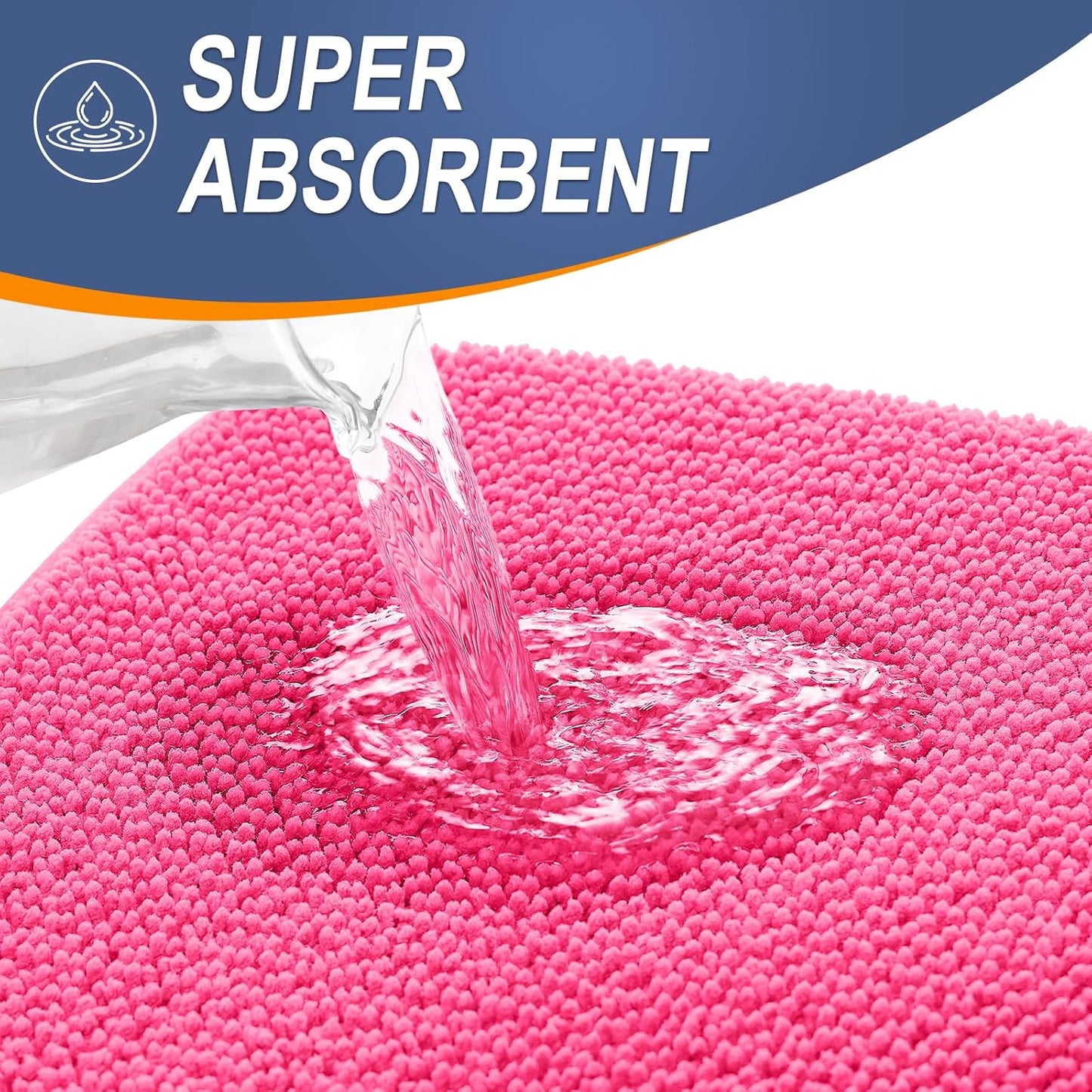 OLANLY Thick Memory Foam Bath Mat Rug 24x16, Extra Soft Absorbent Bathroom Rug, Quick Dry Bath Mats, Non-Slip, Machine Washable Carpet for Bathroom, Tub and Shower, Home Decor Accessories, Hot Pink