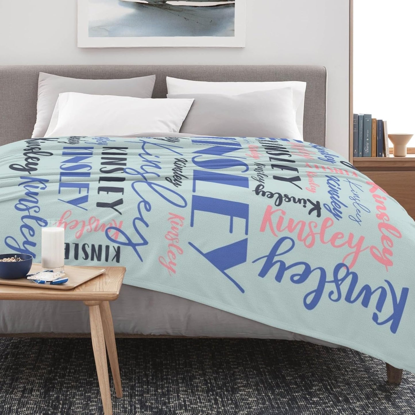 Name Blanket Personalized Blanket for Adult Kids Flannel Customize Throw Blanket Custom (Color 11, 60 x 80 Inches)