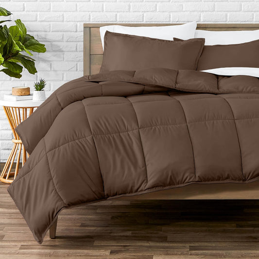 Bare Home Comforter Set - Full Size - Ultra-Soft - Goose Down Alternative - Premium 1800 Series - All Season Warmth (Full, Cocoa)