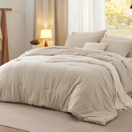 Bedsure King Size Comforter Set, Sand Soft Prewashed Bedding for All Seasons, 3 Pieces GentleSoft™ Warm Down Alternative Bed Set, 1 Lightweight Comforter (104"x90") and 2 Pillowcases (20"x36")