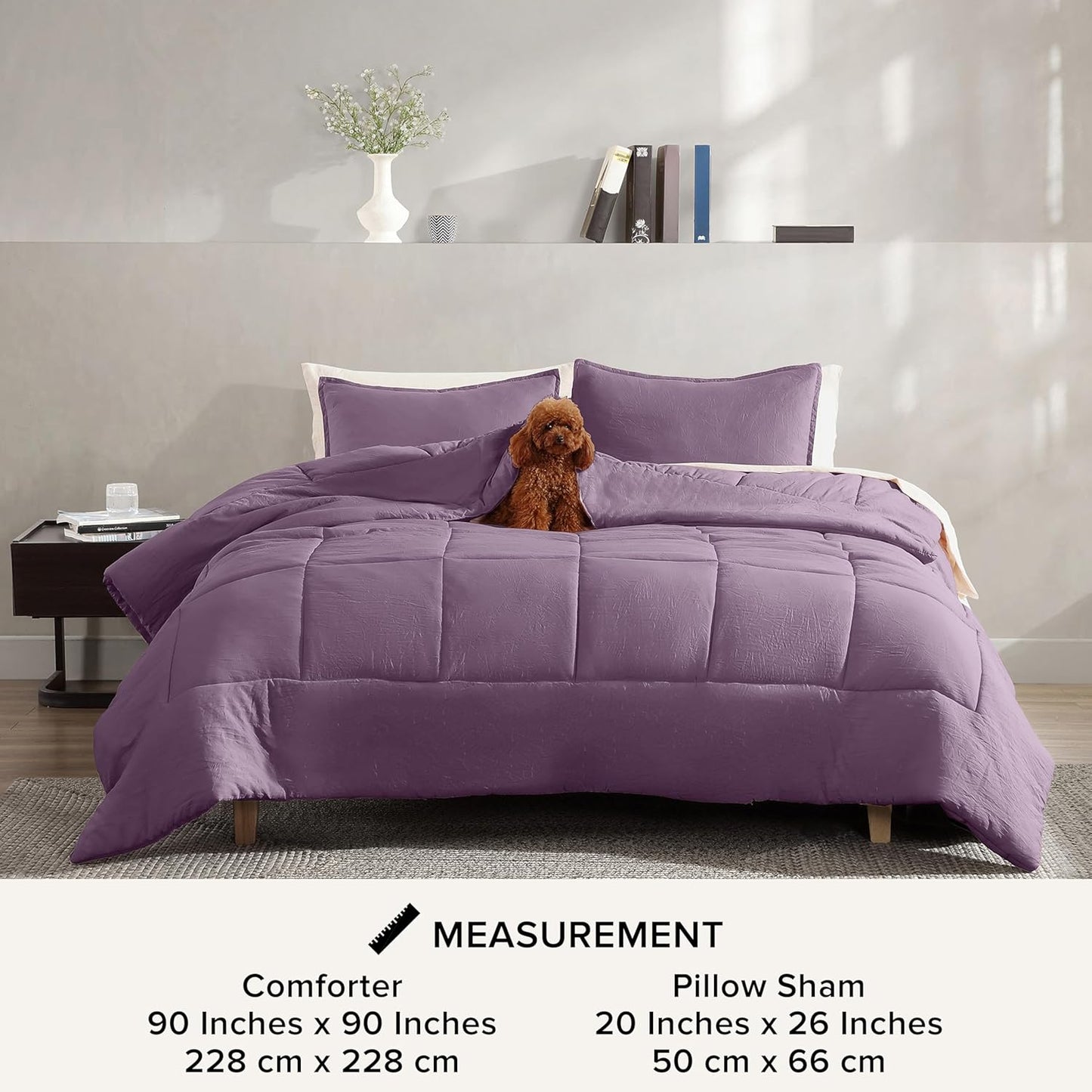 UGG Leonora Comforter Set with 2 Pillow Shams Lightweight Down Alternative Blanket Reversible Cozy Warm All Season Washable and Hypoallergenic Bedding Set, Full/Queen, Purple Shadow