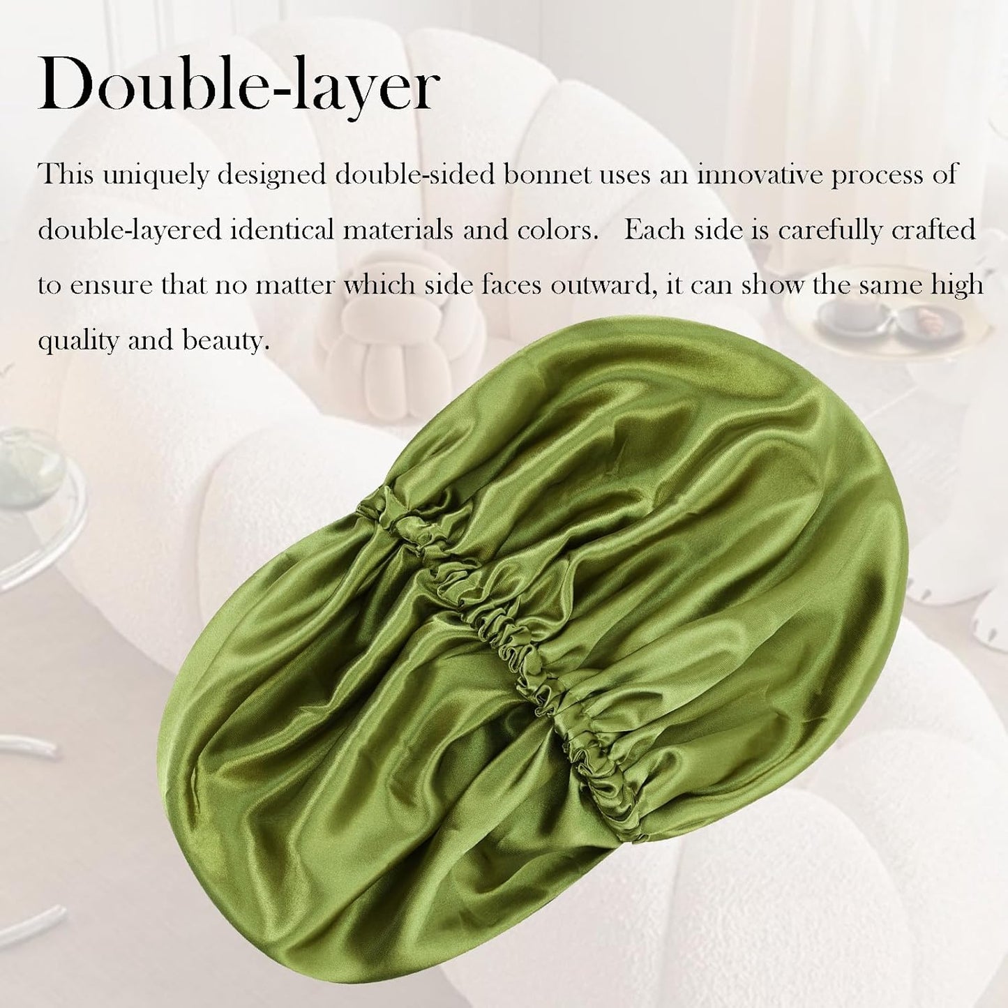Satin Bonnet Double Layer Silk Bonnet for Sleeping Women Hair Care for Natural Curly
