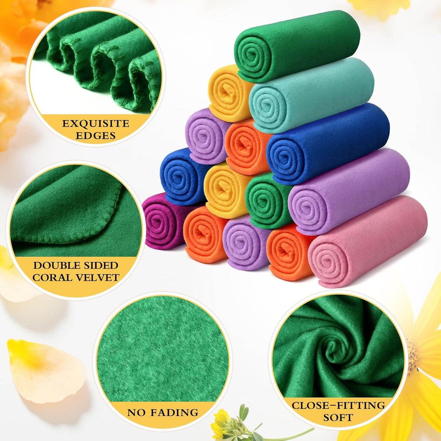 Kinlop Fleece Blanket Bulk 60 x 50 Inch Soft Lightweight Fleece Cozy Blanket Warm Throw Plush Pet Throw for Bed Couch Sofa Home Office Wedding Gifts Travel Camping(Stylish Color,80 Packs)