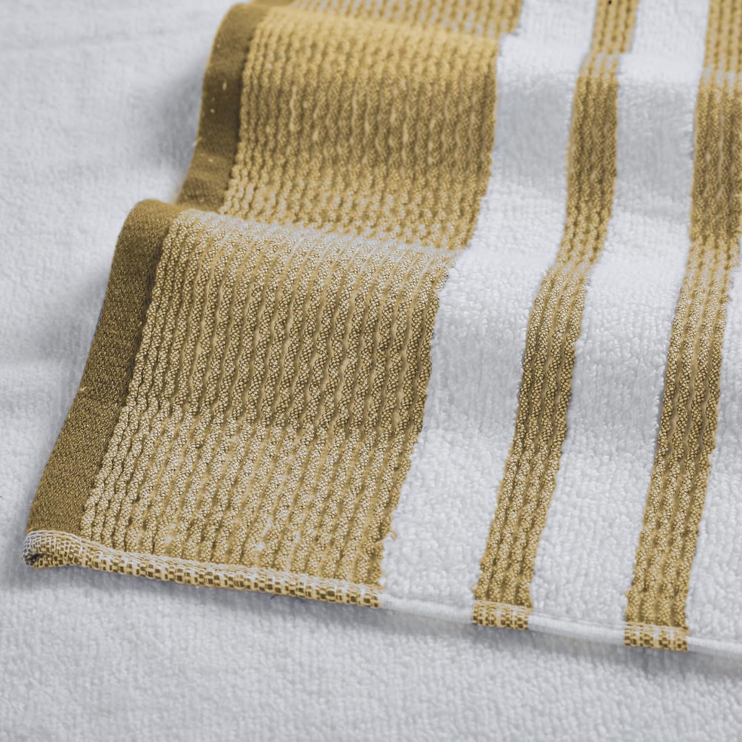 Modern Threads 6 Piece Set, 2 Bath Towels, 2 Hand Towels, 2 Washcloths, Quick Dry White/Contrast Reinhart Mustard