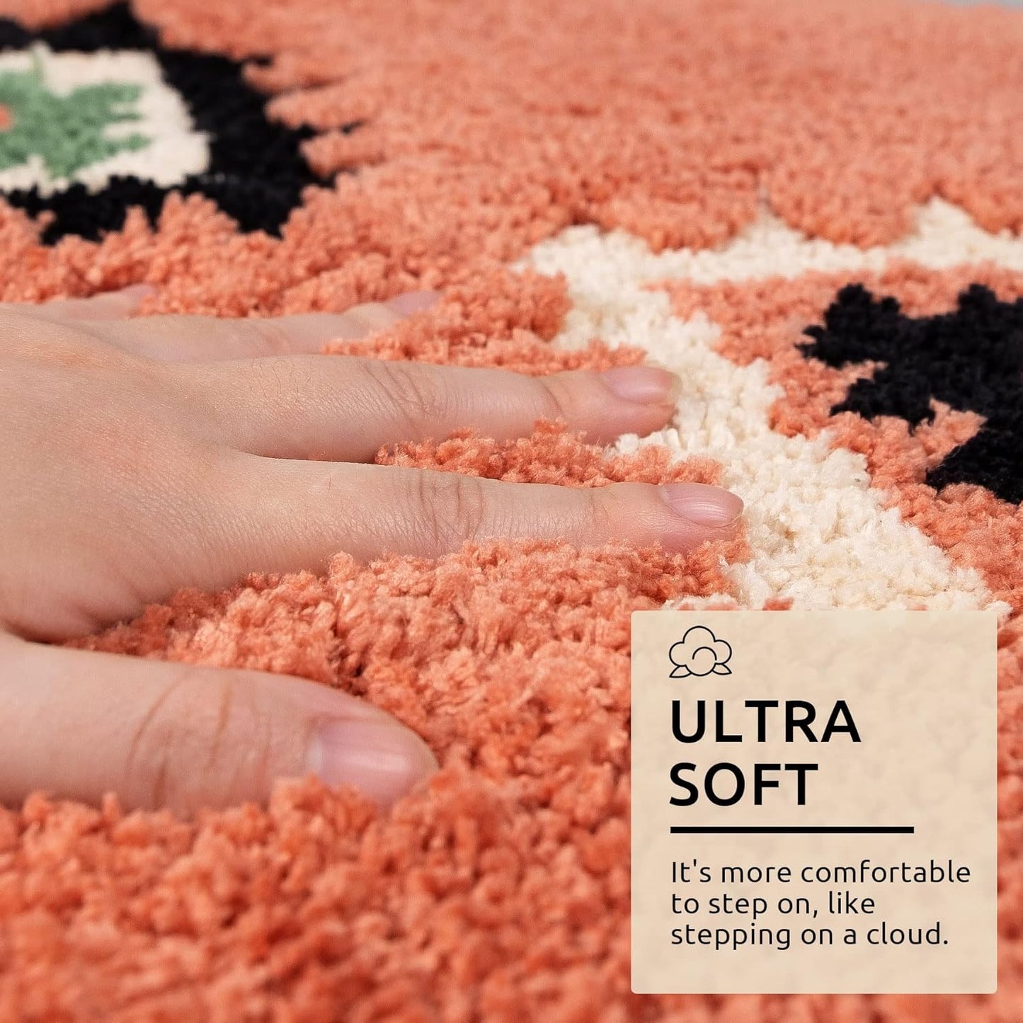 DEXDE Bathroom Rugs 20x47 Boho Bath Mat Non-Slip Long Bath Rug Runner Luxury Soft Absorbent Carpet for Bathroom Shower Kitchen Entryway Western Farmhouse Decor,Coral Red