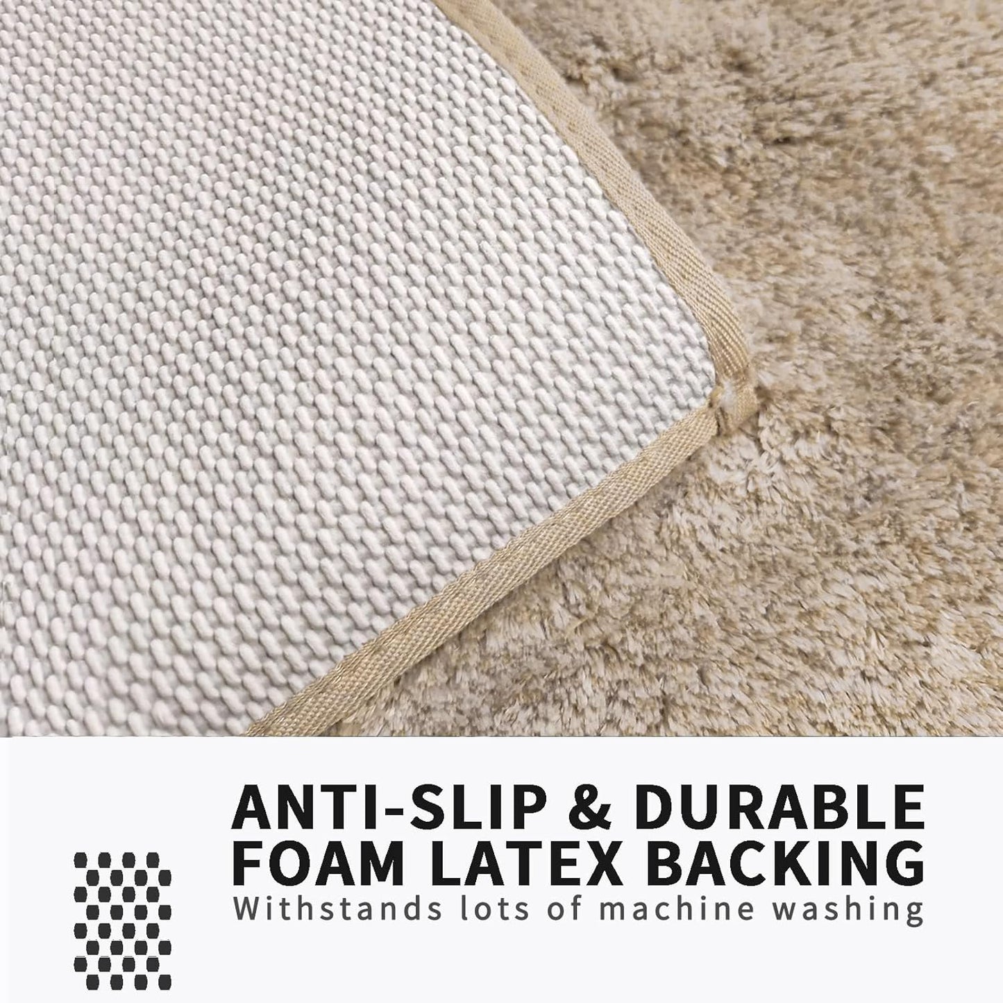 FIFU Bathroom Rugs 17" W x 24" L, Bath Mat for Bathroom, Bedroom, Laundry Room & Kitchen, Non-Slip Rubber Latex Backing, Extra Soft and Absorbent Microfiber Carpet, Machine Washable Rug, Beige
