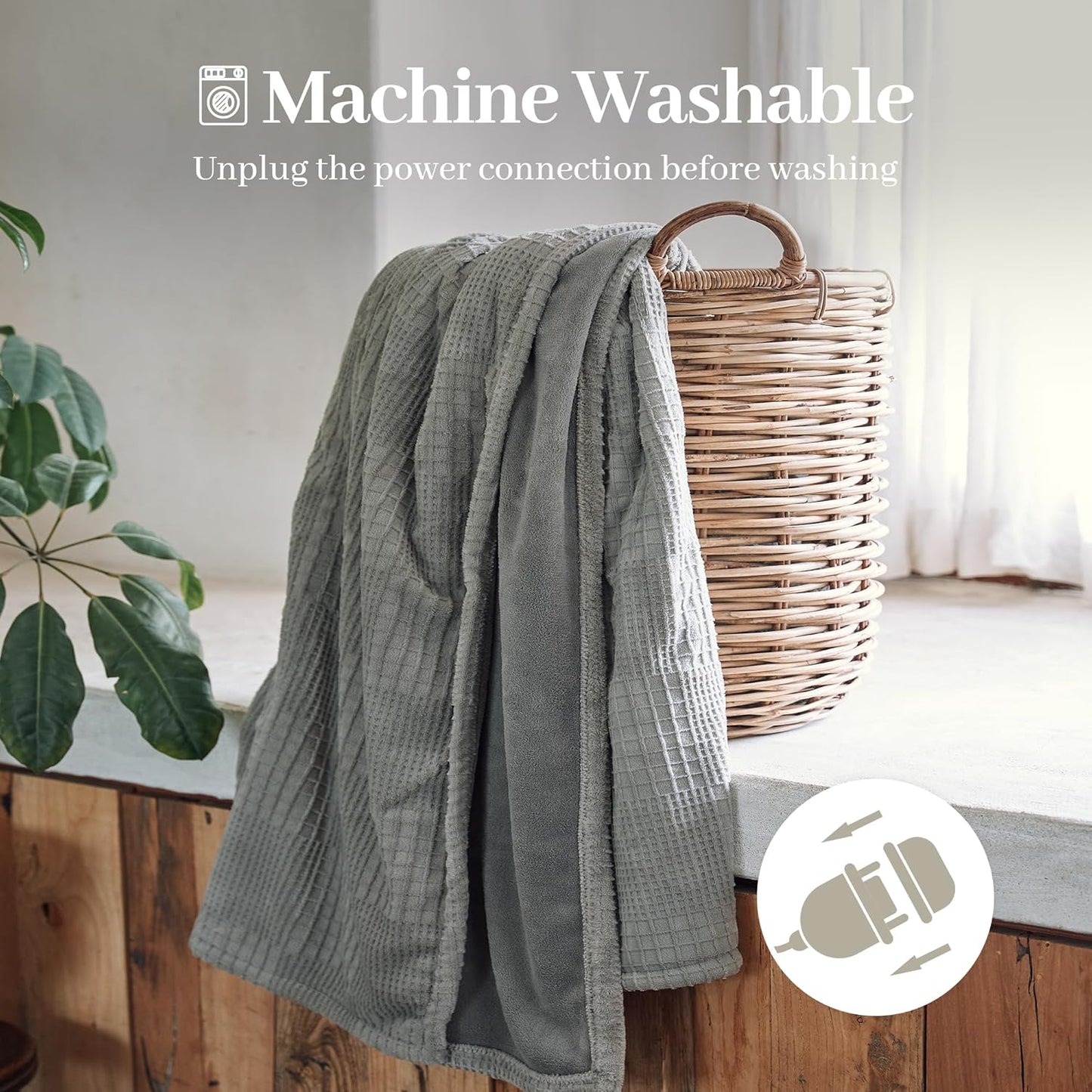 Electric Blanket Full Size 72''X84'' - Heated Blanket with Single Control Fast Heating 9 Heating Levels & 10 Hours Auto Off,ETL Certified Machine Washable (Grey)