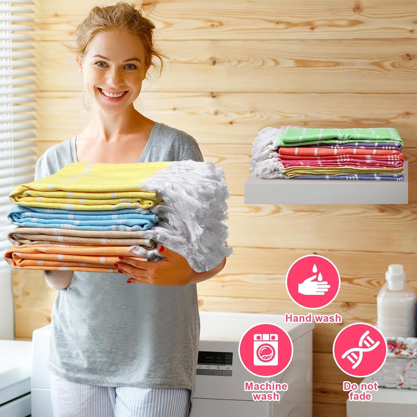 24 Pcs Turkish Beach Towel 30 x 60 Inch Extra Large Lightweight Travel Towel Cotton Turkish Bath Towels Oversized Quick Dry Beach Towels Absorbent Towels Swim Towel (Multicolor)