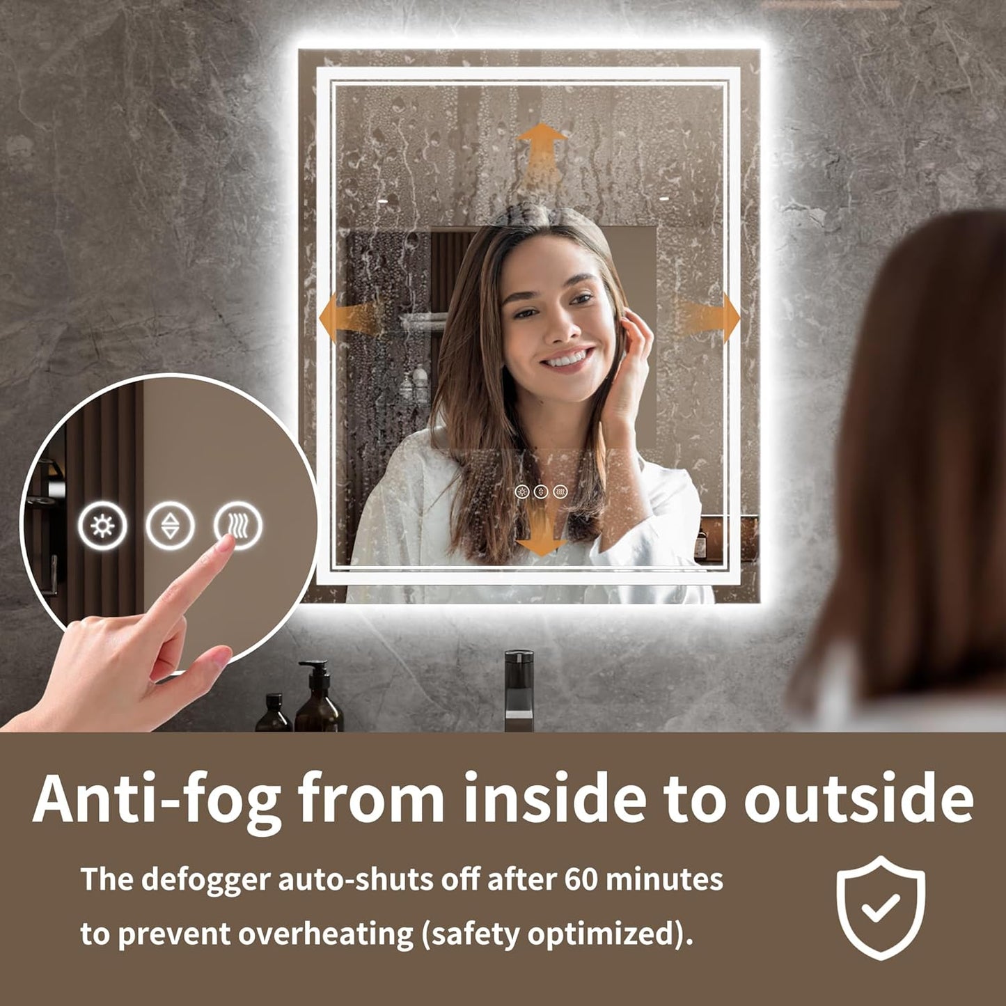 Bathroom Mirror with Lights 30"X36" with Front Light and Backlit, Tempered Glass, Wall Mount Horizontal/Vertical, Stepless Dimmable, 3 Colors, Anti Fog, Bathroom Memory LED Mirror