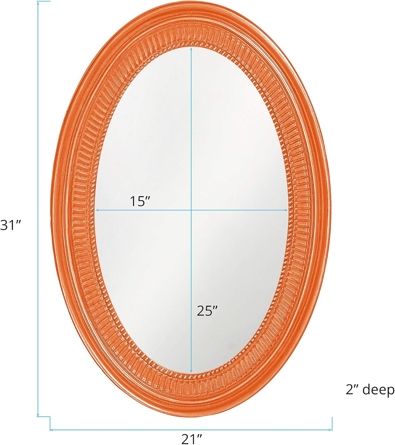 Howard Elliott Ethan Orange Oval Decorative Wall Hanging Mirror, Vintage Oval Mirror for Wall Decor Resin Frame Vanity Mirror Perfect for Living Room, Bedroom & Home Decor, 21 x 31 Inch