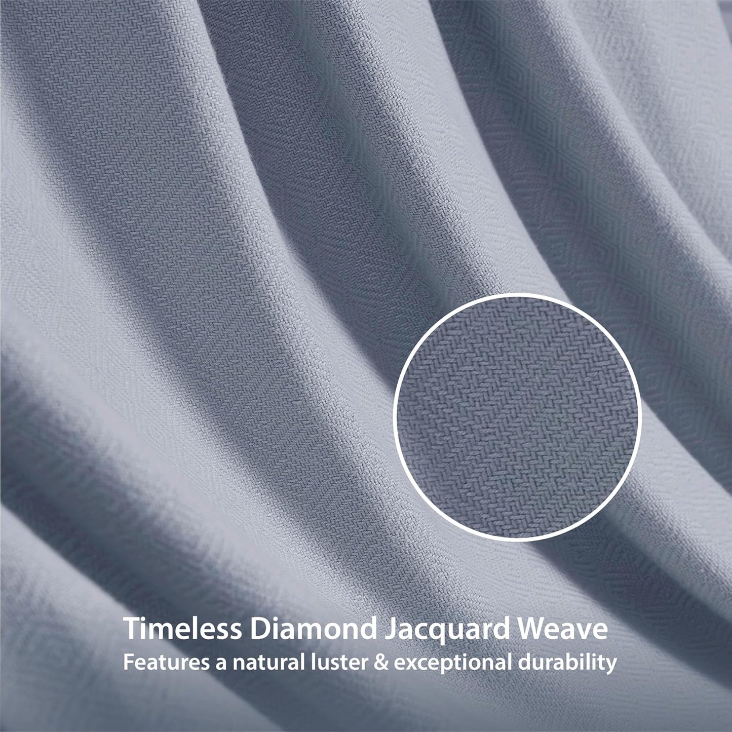 Twin Size Blanket, 70% Rayon (Derived from Bamboo) and 30% Cotton, Lightweight Jacquard Weave, Breathable and Soft Summer Blanket for Bed or Couch, 66” x 90”, Light Blue