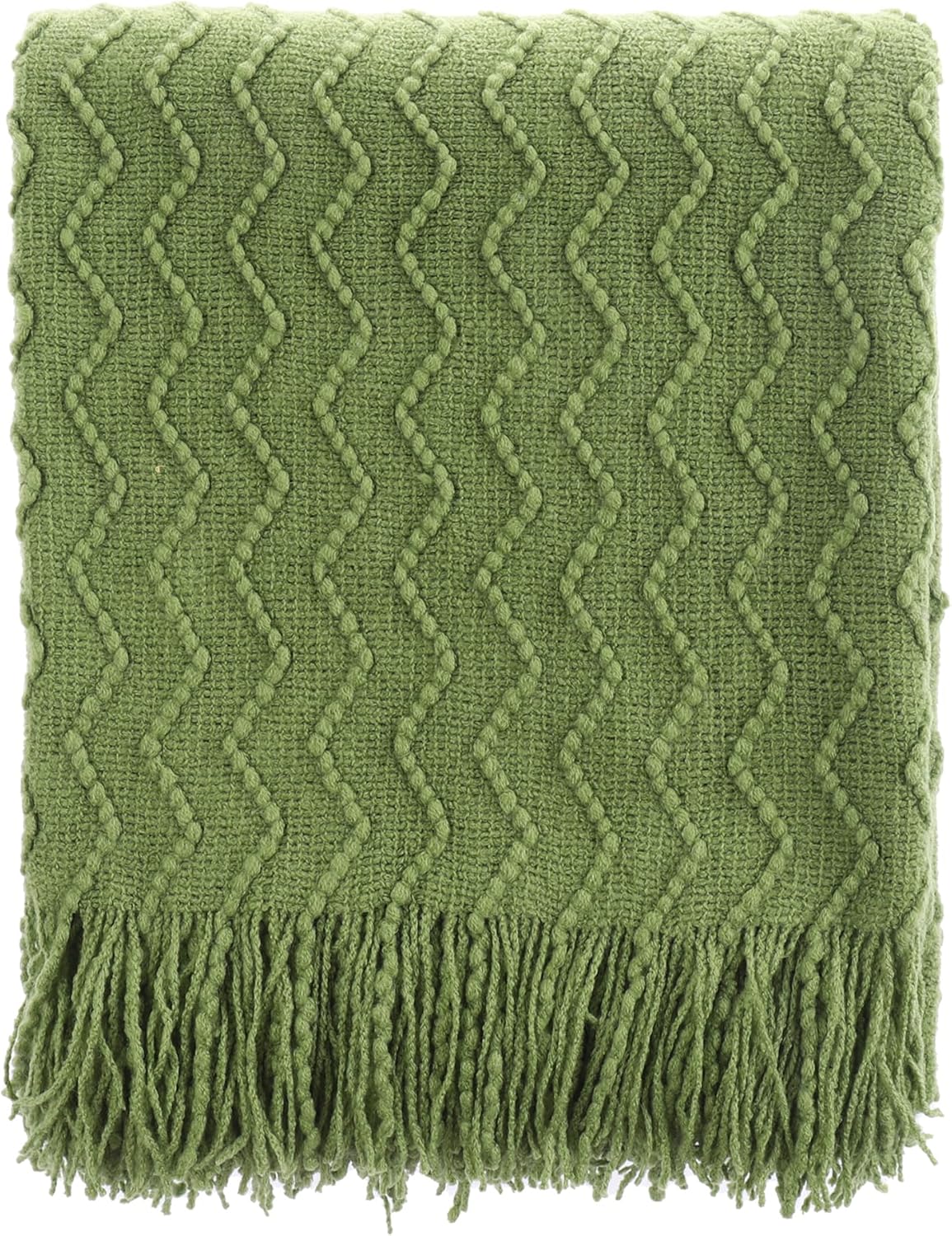 BATTILO HOME Green Throw Blanket for Couch, Textured Knit Throw, Green Blankets and Throws for Sofa Bed Living Room Decor, Outdoor Throw Blanket, 50"x60"