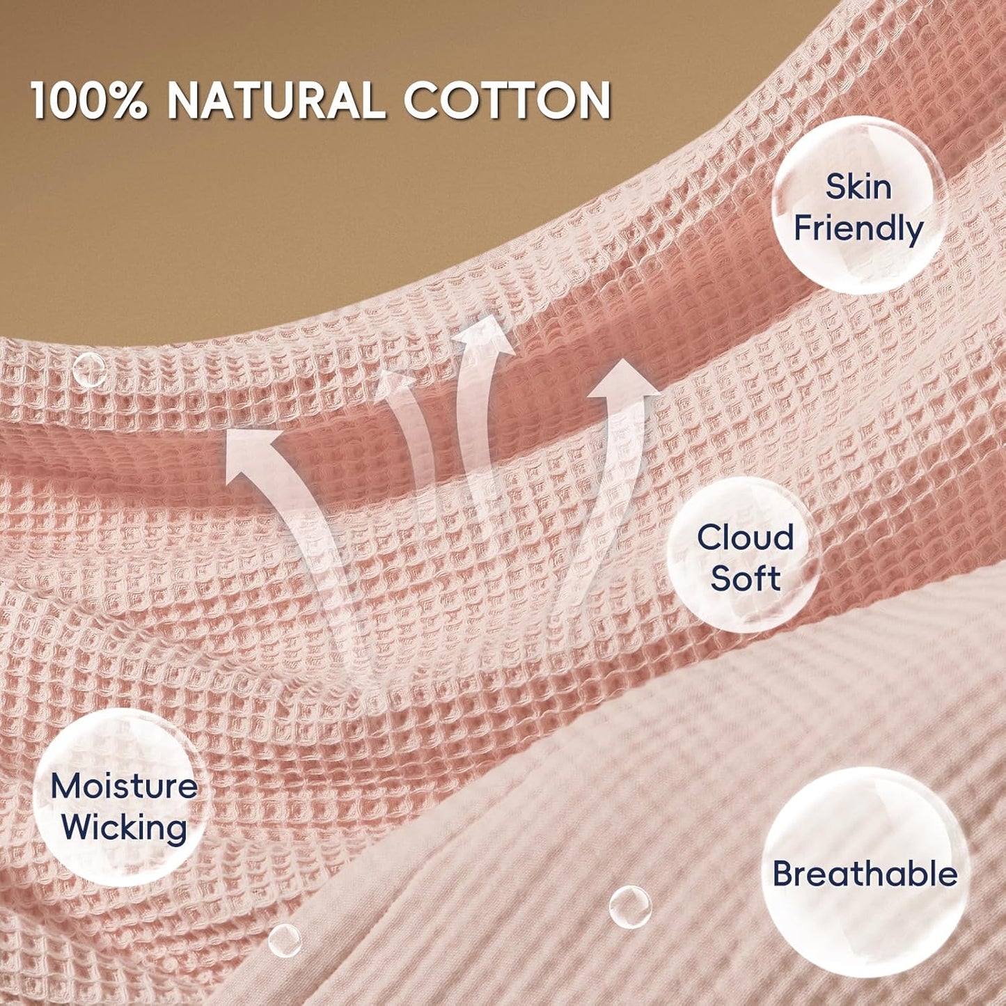 PHF 100% Cotton Waffle & Muslin Blanket Twin Size, Soft Breathable Luxury 400GSM Versatile Reversible Bedding for Bed, Great for Layering in Cold Weather, Home Decor Gift, 66" x 90", Rose Smoke