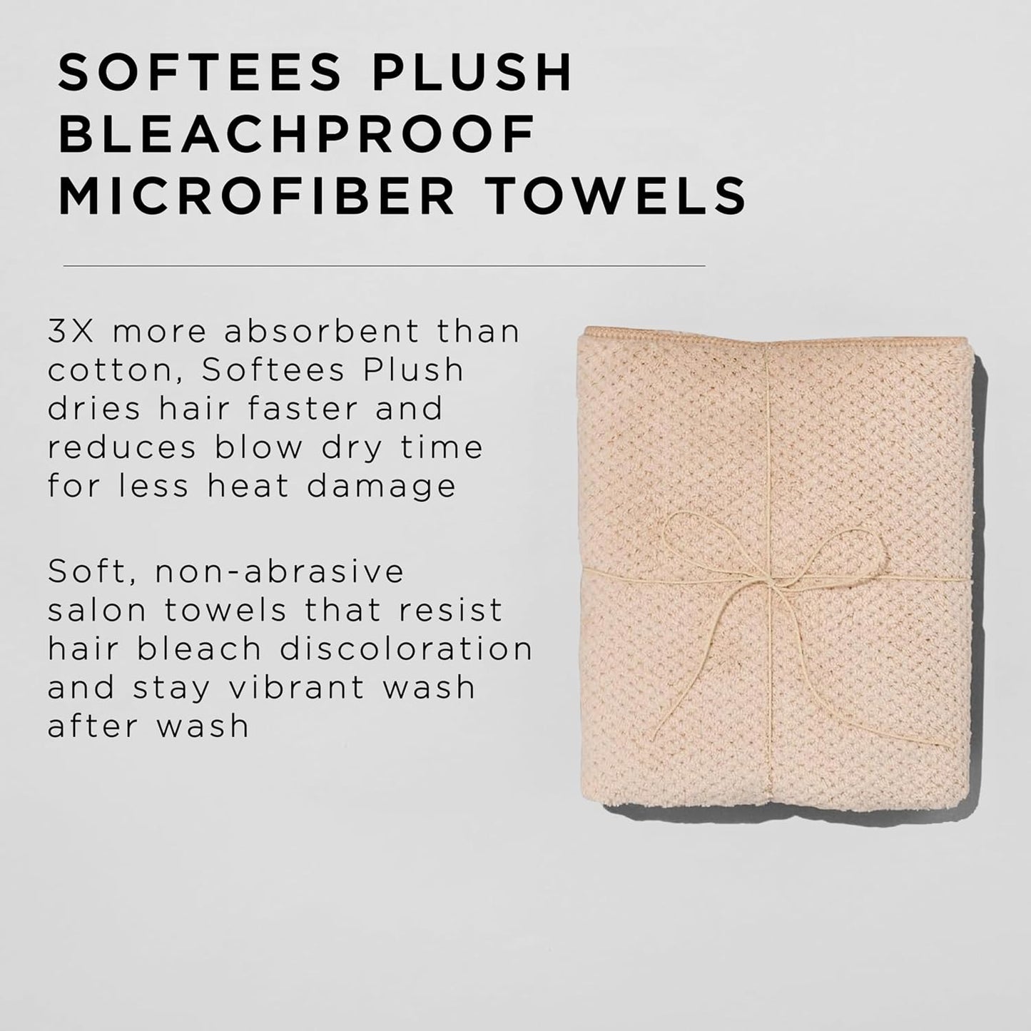 Fromm Softees Plush Microfiber Towels for Hair Salon, Barber, Spa, Ultra Soft Hair Wrap for Drying Hair, Hands, Face, Oatmeal, 20 x 34 Inches, 6 Pack