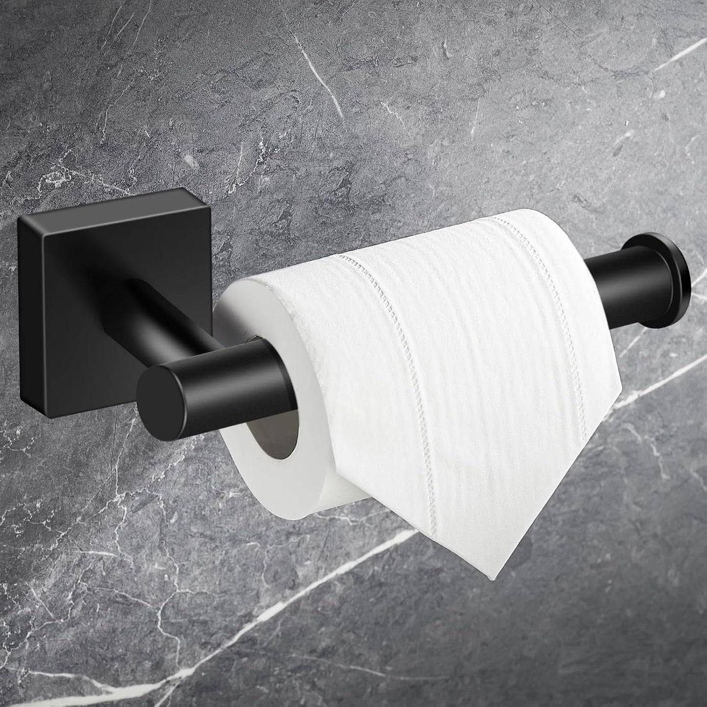 Bathroom Hardware Set 4 Pieces, Matte Black Stainless Steel Towel Bar Set, Includes 24In Towel Bar, Towel Ring, Robe Towel Hooks,Toilet Paper Holder, Wall Mounted Towel Rack Set