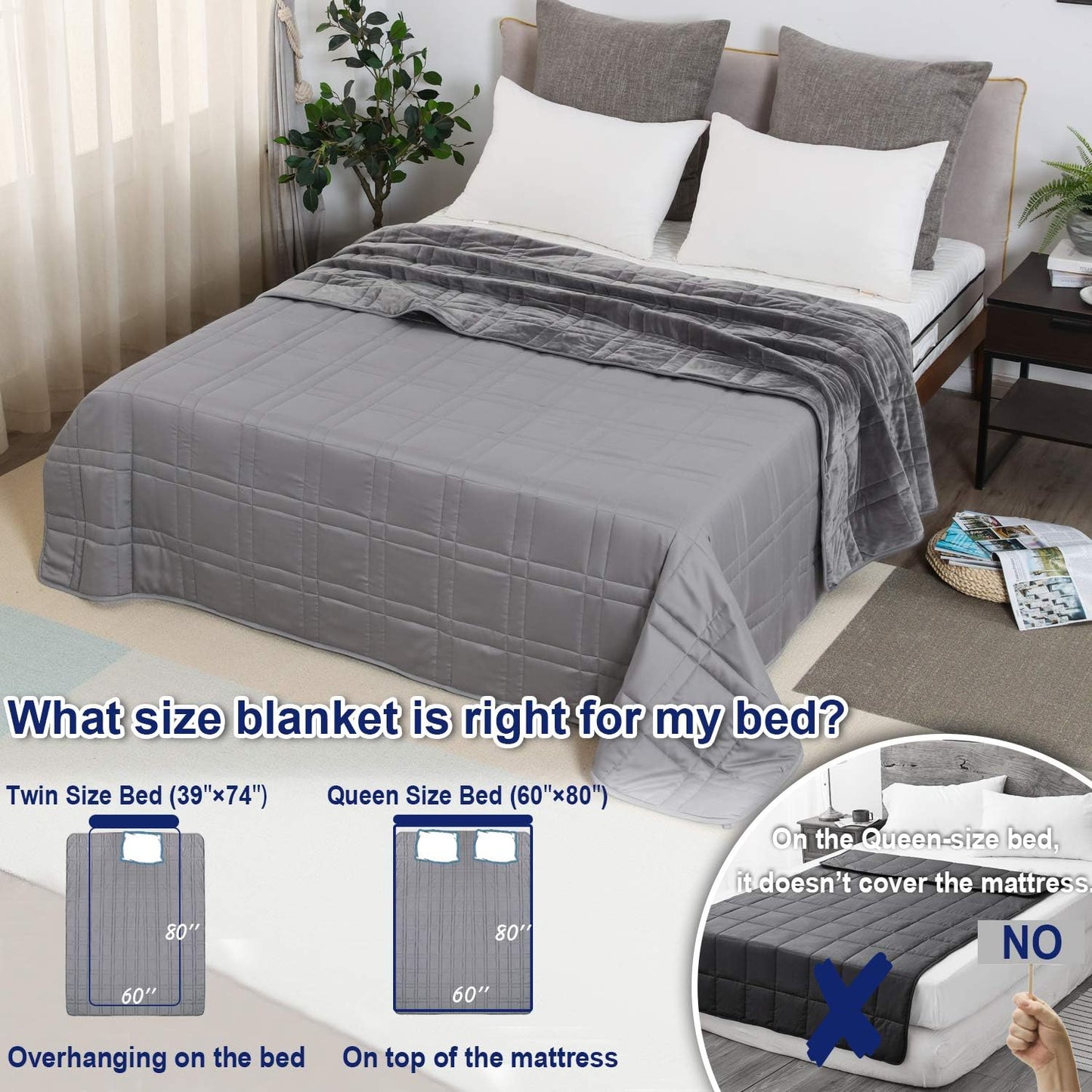 OMYSTYLE Reversible Weighted Blanket 20lbs for Adults (60 x 80 Inches Twin Size), Warm Short Plush and Cool Tencel Fabric Double Sided Weighted Blanket for All Season Use- Bonus Carry Bag Included
