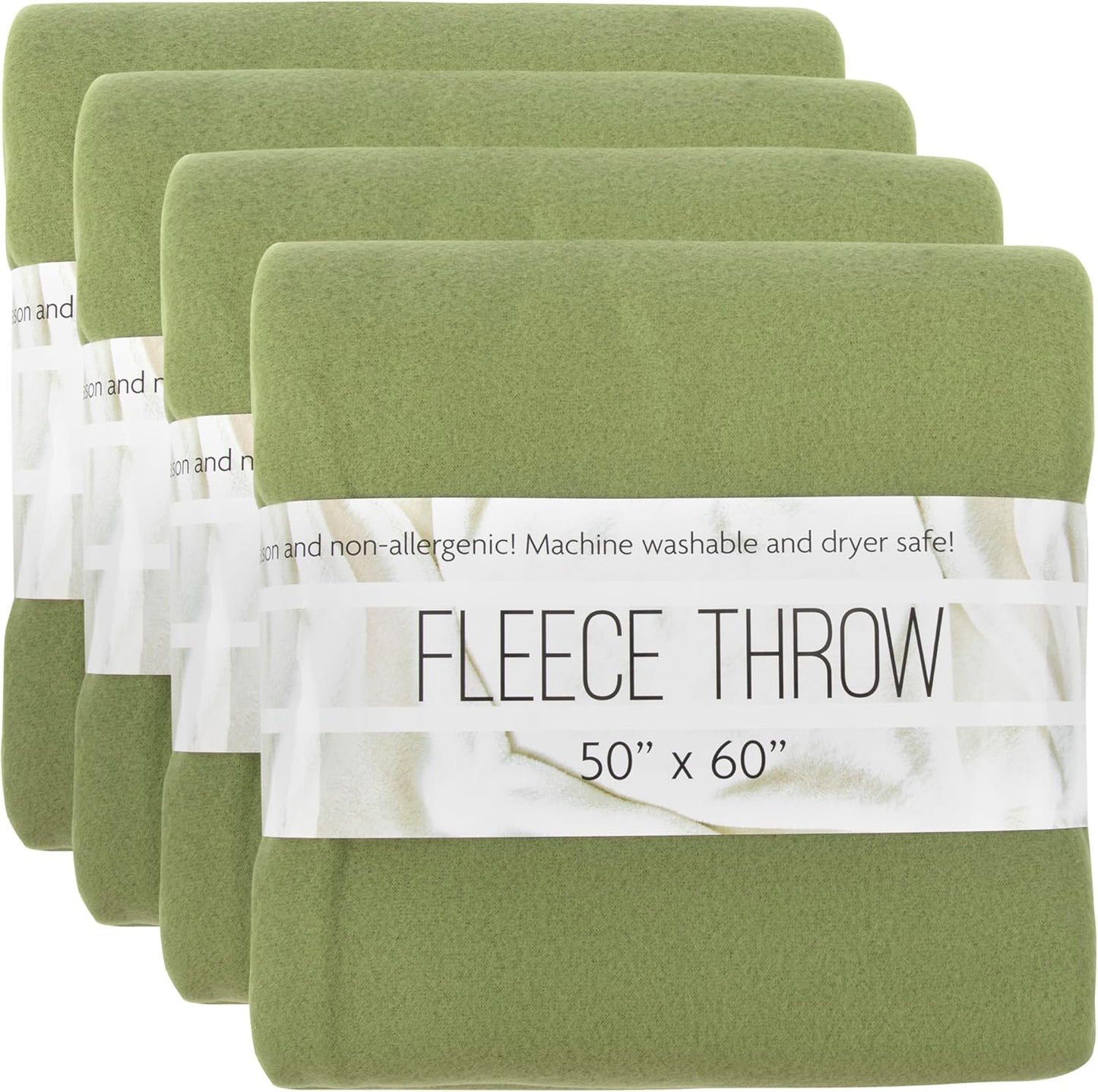 (24 Pack) Bulk Fleece 50x60 Throw Blankets for Wedding Favors, Homeless Women, Men, Homes, Bed, Sofa, Couch, Office, Pet Blankets, Travel | Soft Warm Lightweight Throw Blankets in Bulk (Green)