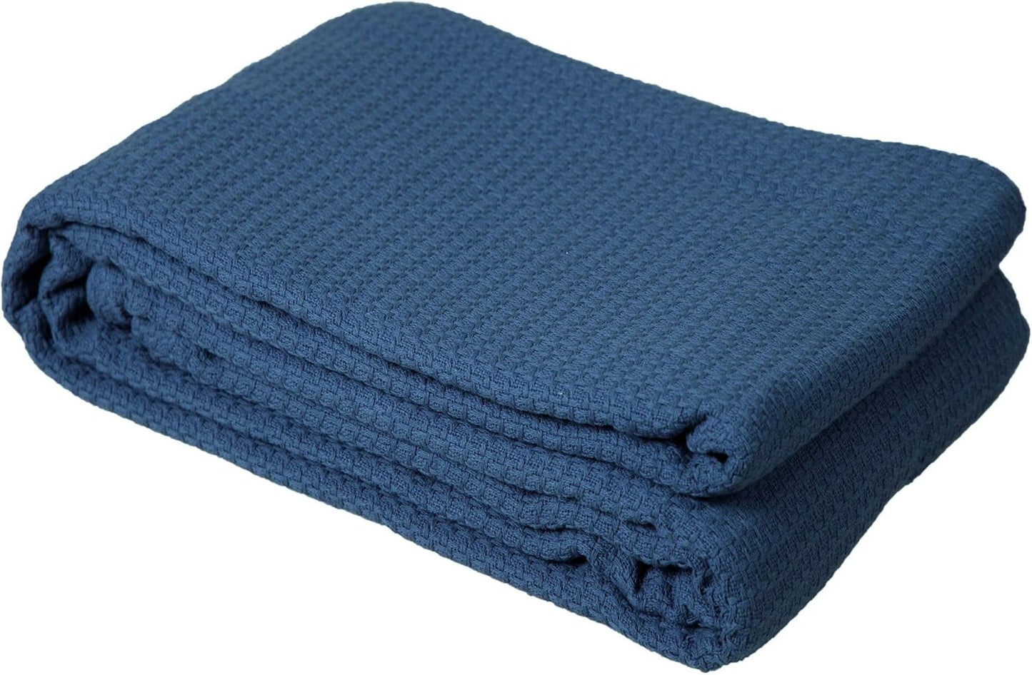 DOLLCENT 100% Cotton California King Size Blanket For Bed, Premium Combed Lightweight Blankets, Washed Breathable Cozy Bed Throw Blanket, Navy Cal King Cotton Blankets For All Season: Navy (102"x108")