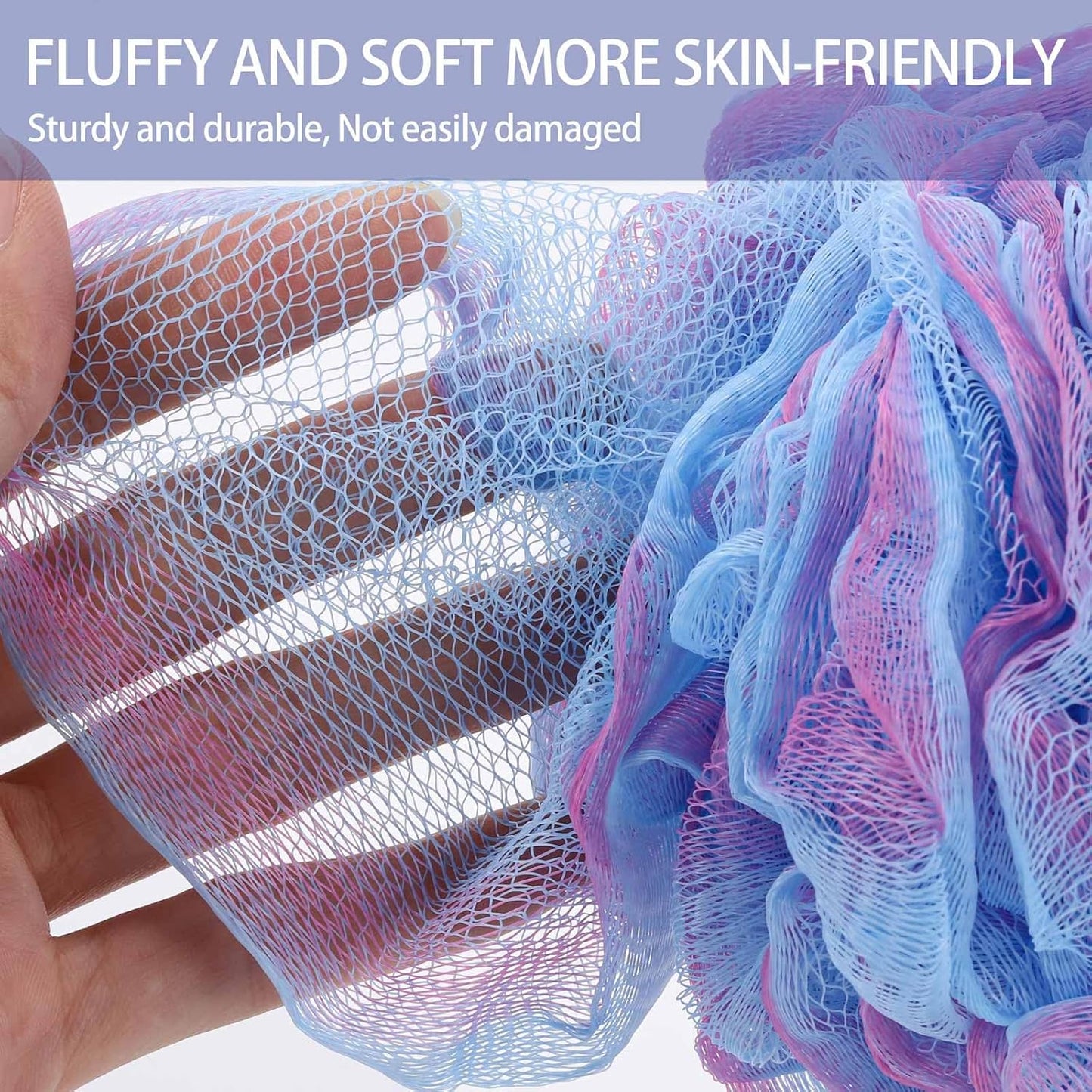 BTYMS Bath Sponges 60g/pc Shower Loofahs Mesh Pouf Shower Pouf Bath Scrunchies Shower Puffs for Body - Pack of 4