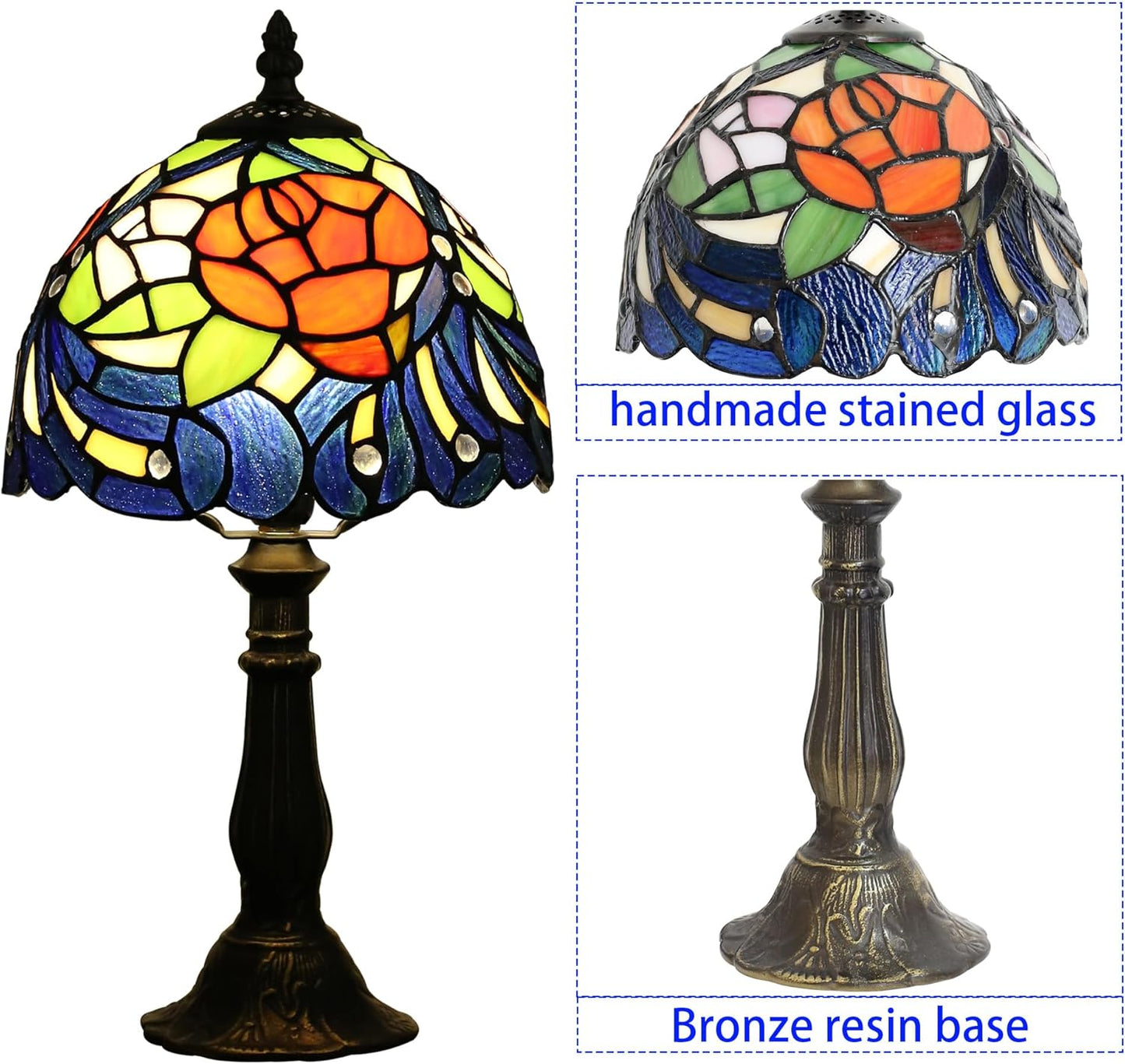 Tiffany Table lamp are Suitable for bedrooms Beside The Bed Living Rooms Night Lights 8-inch Small Vintage Stained Glass Table Lamps and Home Offices
