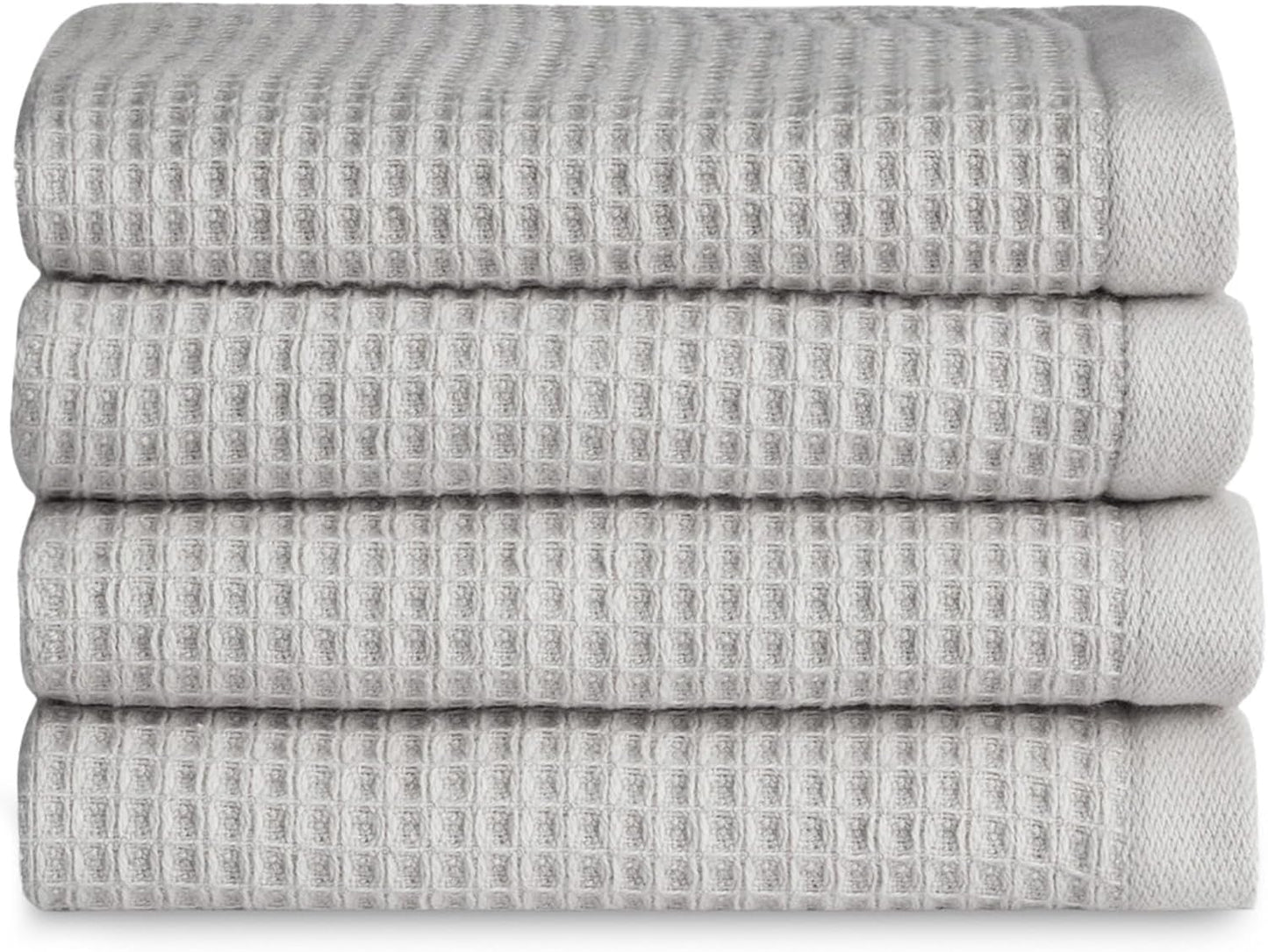 Cozy Earth Waffle Washcloths - 60% Cotton 40% Viscose from Bamboo Washcloths 13 x 13 Inches - Soft & Absorbent Terry, Reversible Mini Textured Waffle & Weave Pattern - 4 Pack