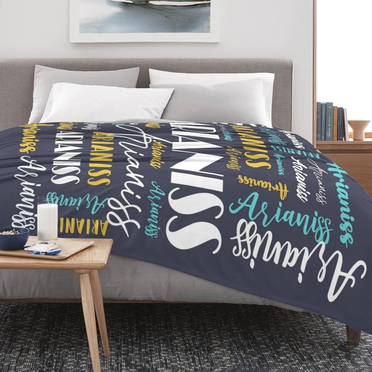Name Blanket Personalized Blanket for Adult Kids Flannel Customize Throw Blanket Custom (Color 09, 40 x 50 Inches)