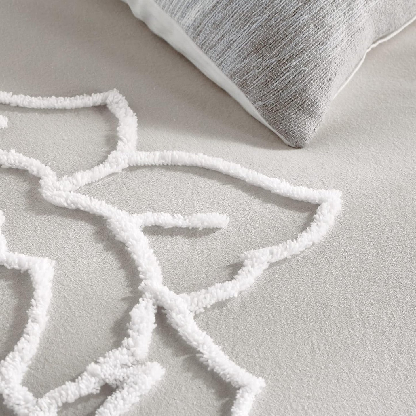 Peri Home 100% Cotton 3-Piece Duvet Cover and Sham Set, King, Grey Chenille Rose